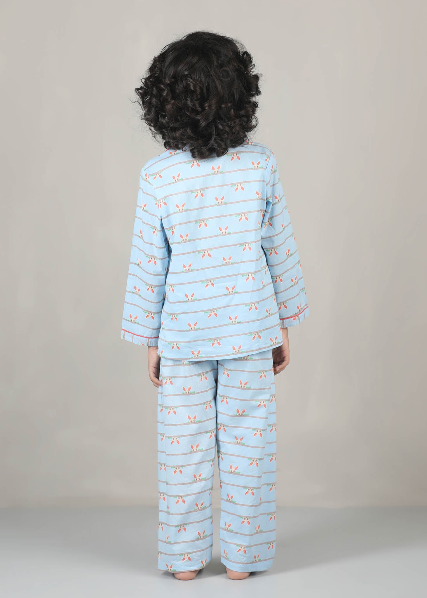 Bunny Peak Print Cotton Night Suit – Blue (1–12 Yrs)