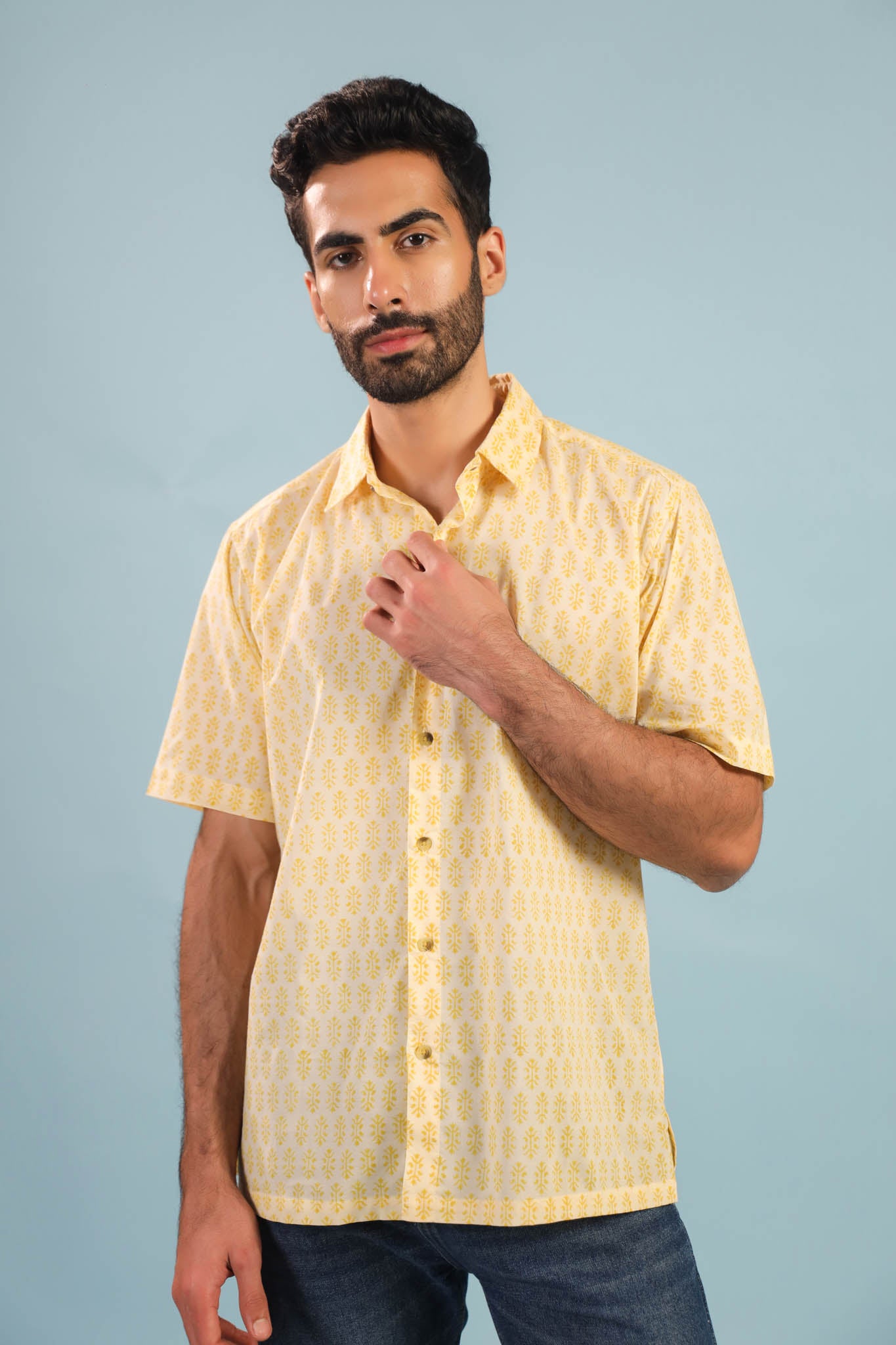 Timeless Buti Cotton Shirt - Yellow