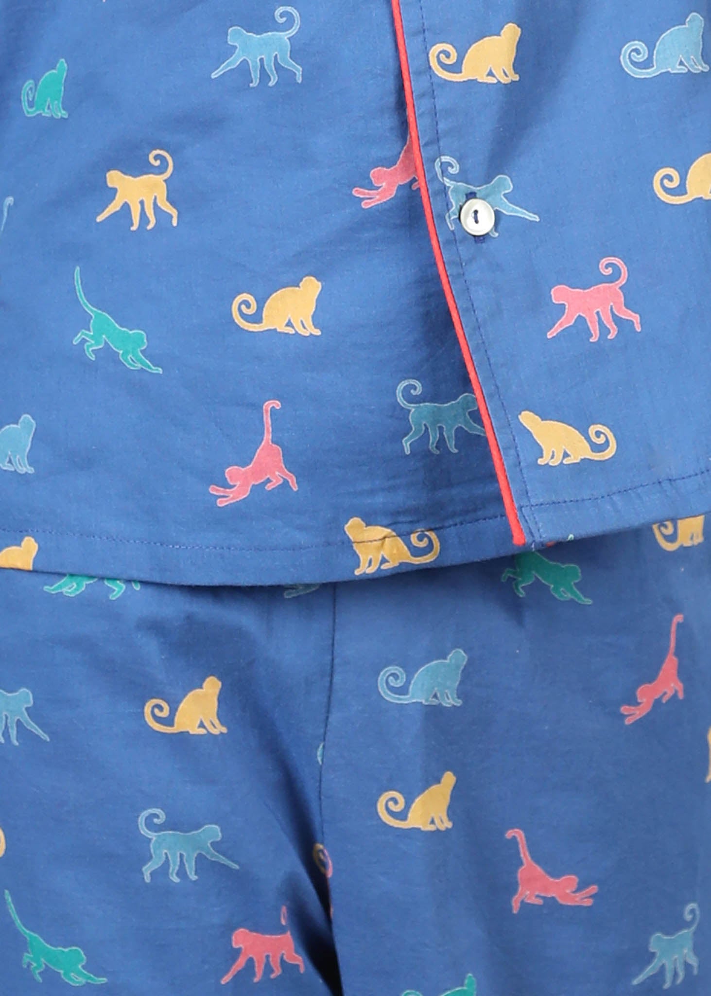 Monkey Print Cotton Night Suit – Blue (1–12 Yrs)