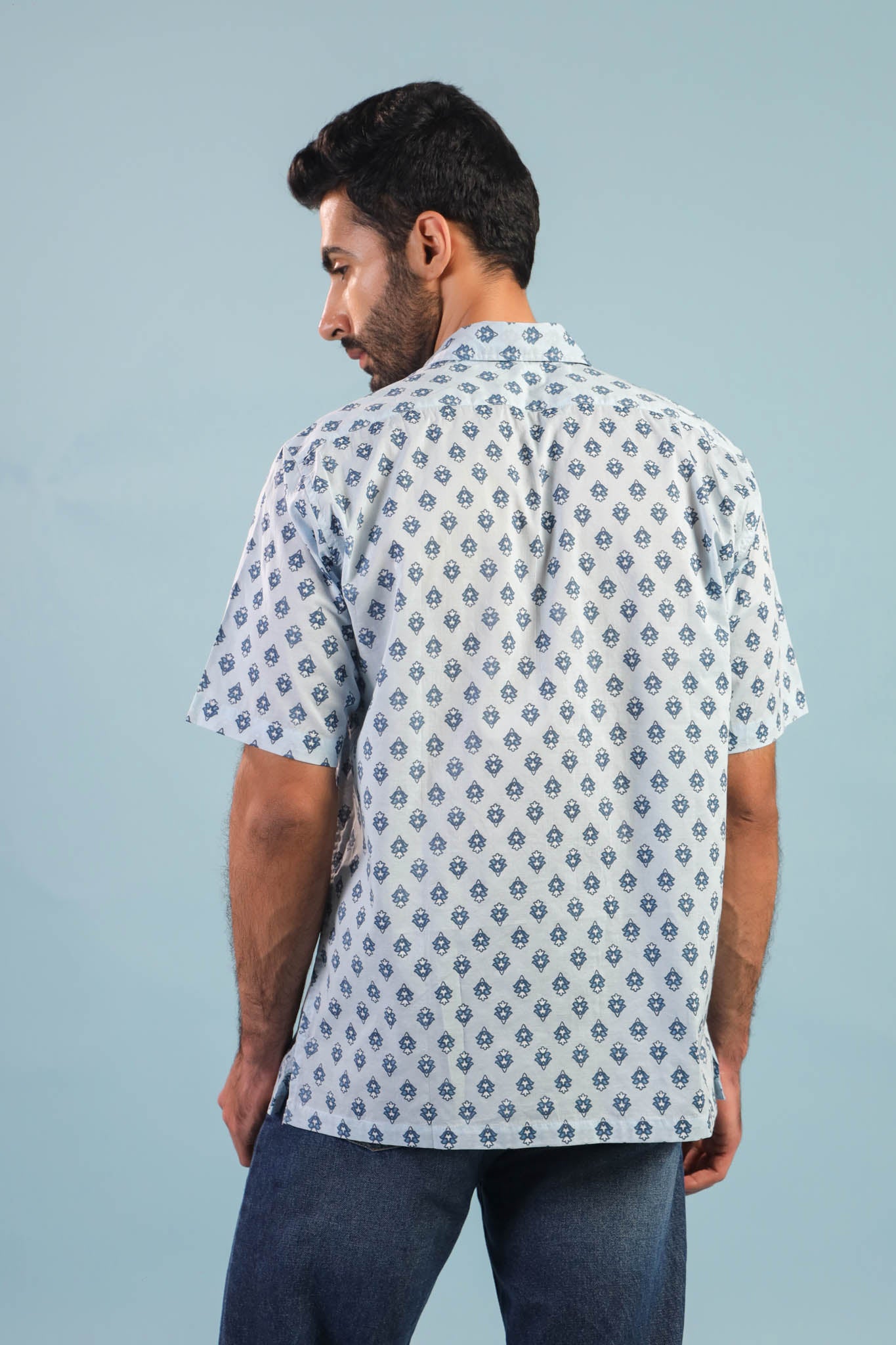 Neptune Buti Cotton Shirt - Blue