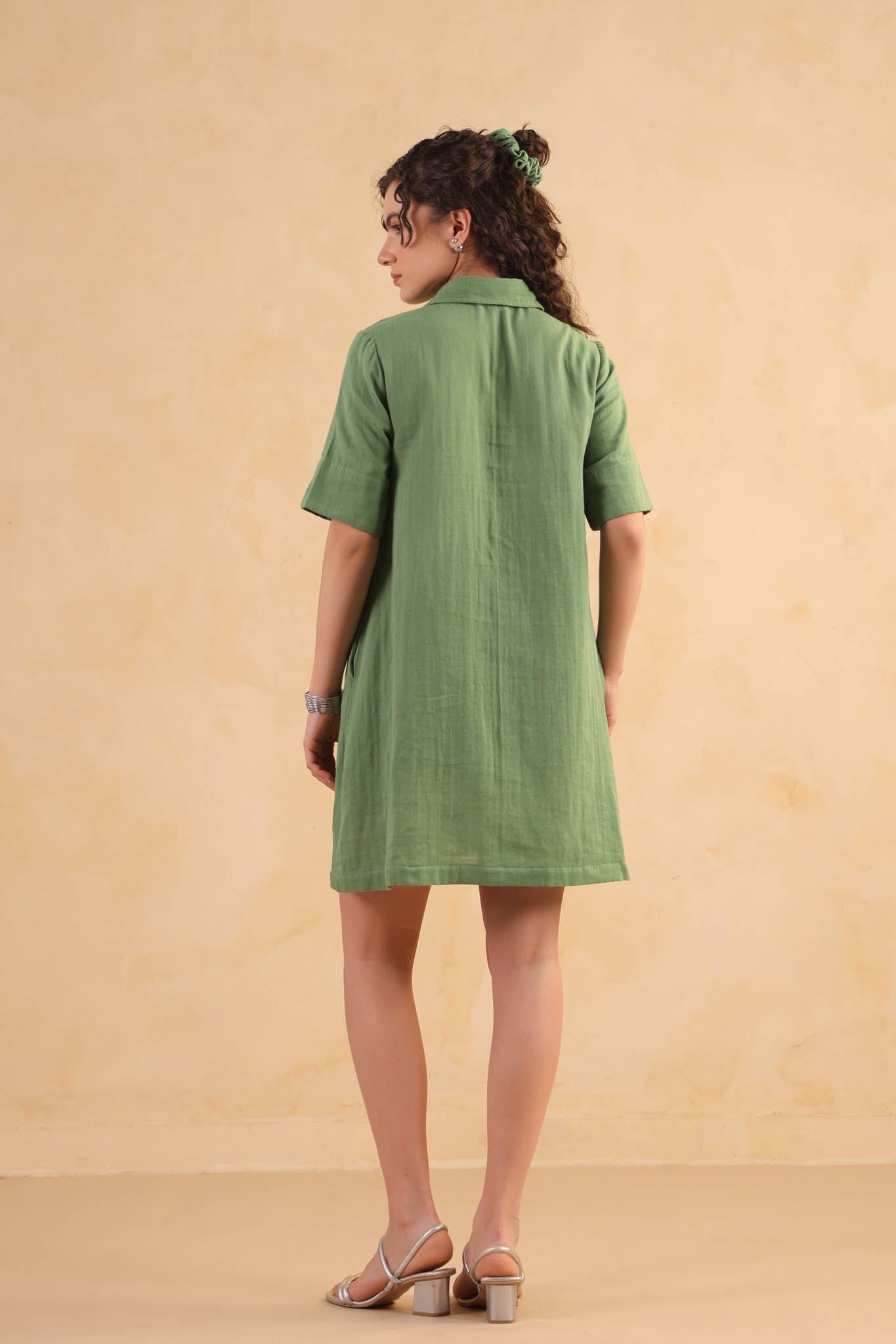 Midi Shirt Dress-Turf Green