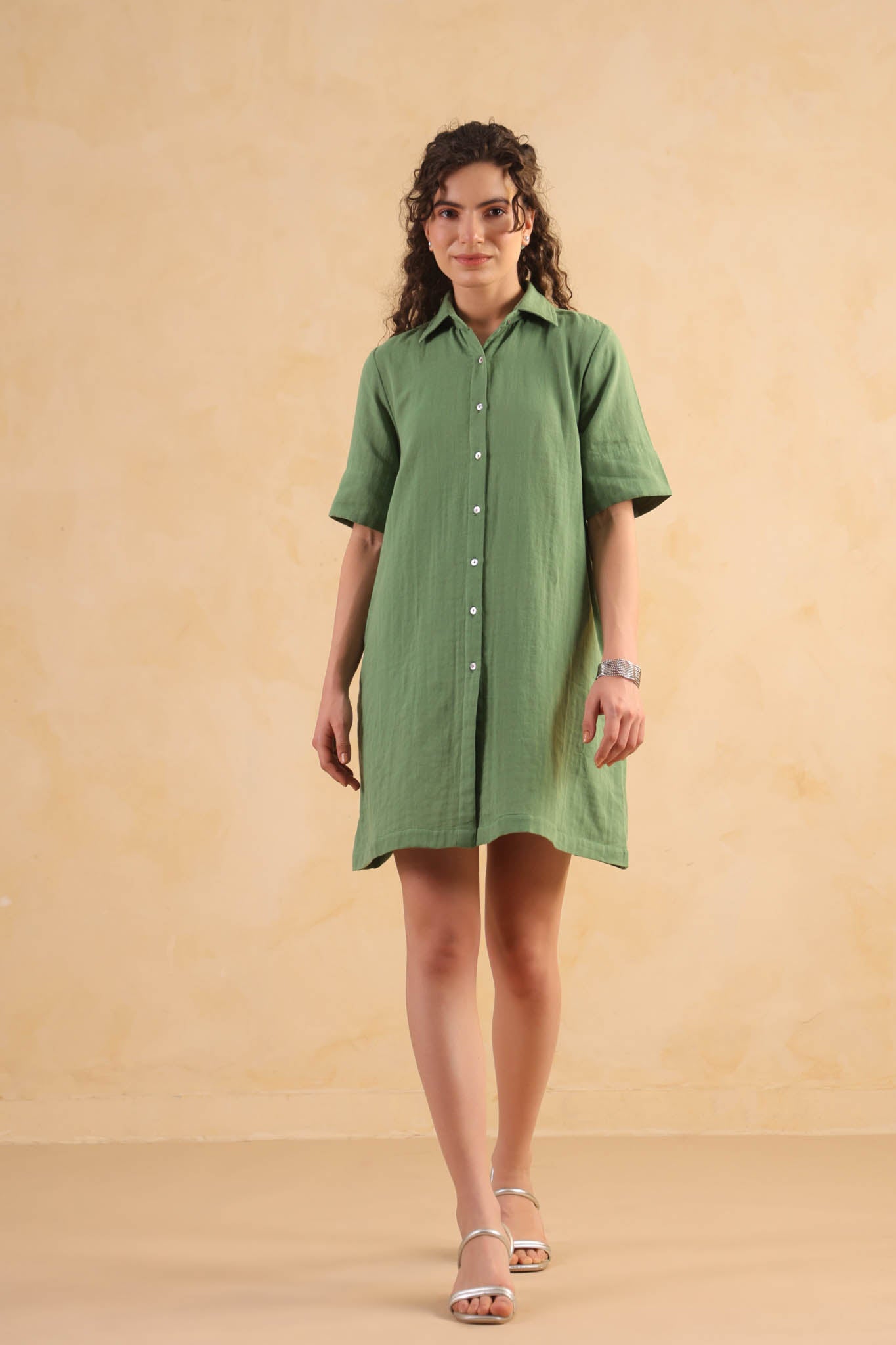 Midi Shirt Dress-Turf Green