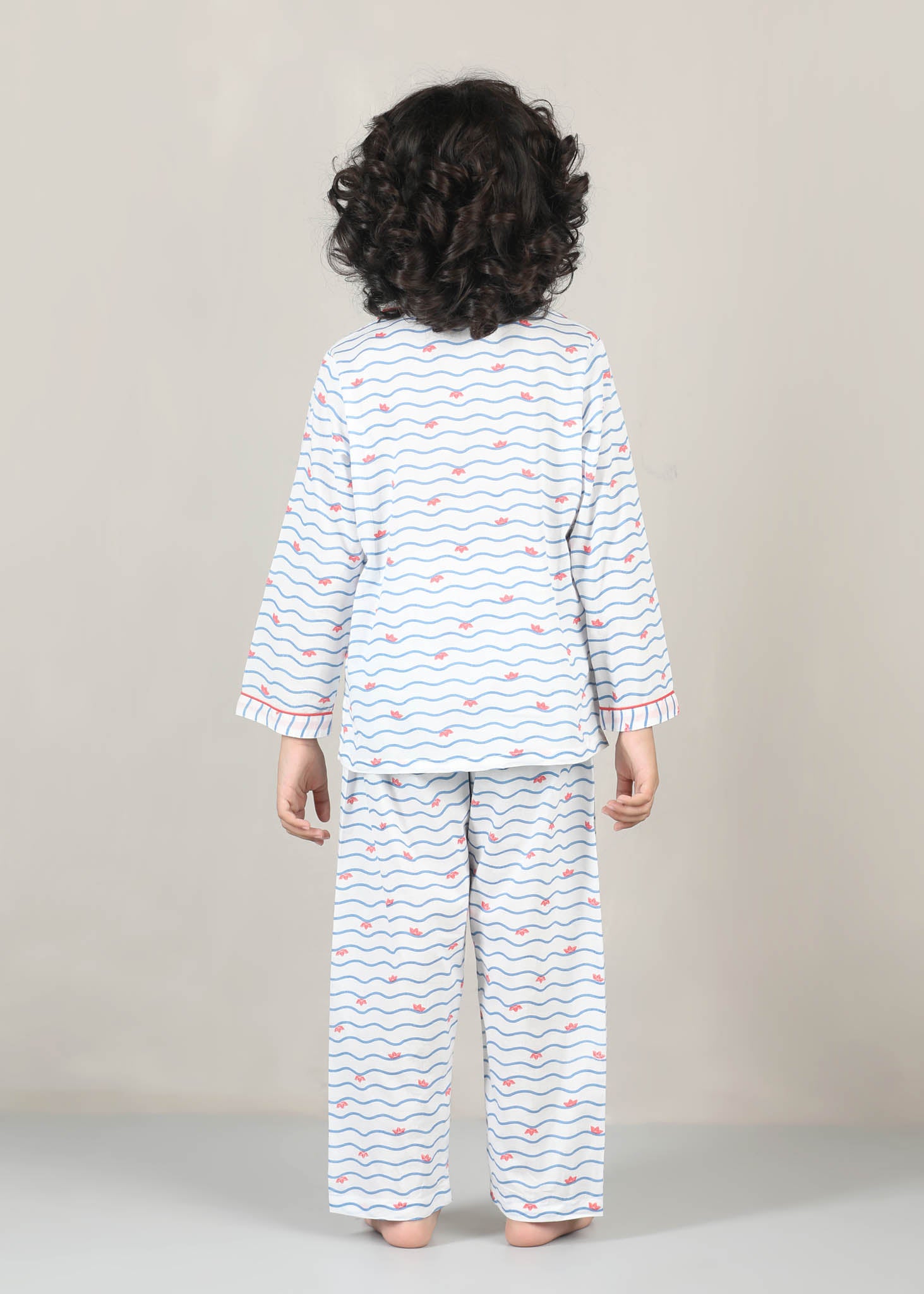 Paperboat Print Cotton Night Suit – White (1–12 Yrs)