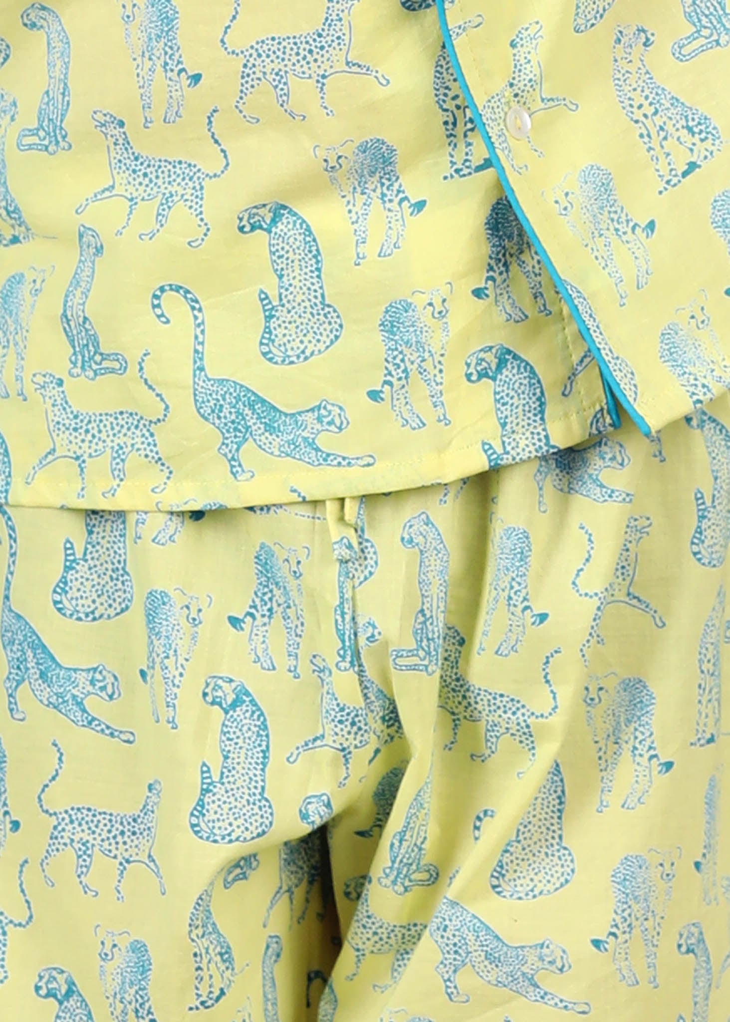 Leopard Print Cotton Night Suit – Yellow (1–12 Yrs)