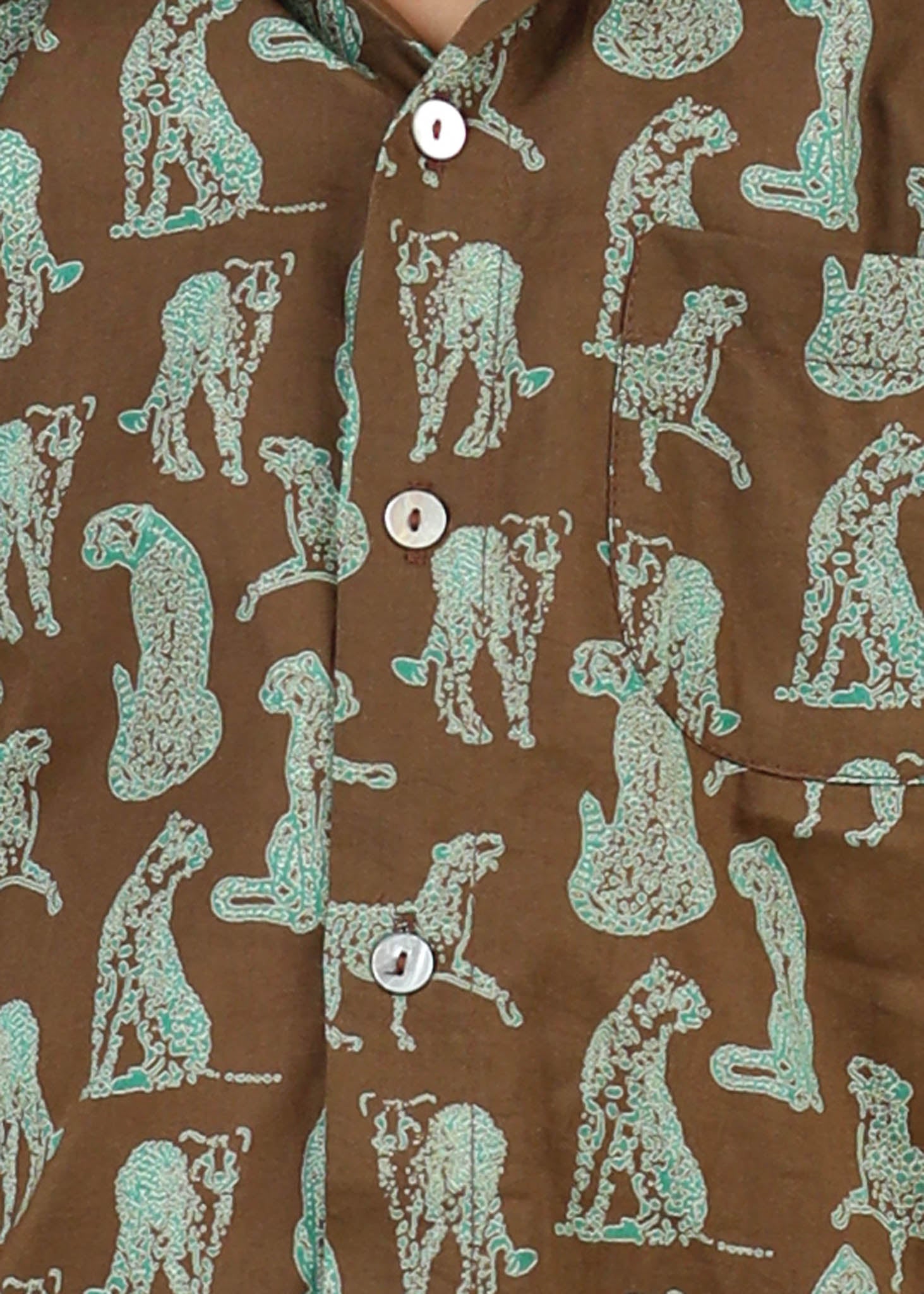 Leopard Print Cotton Shirt – Brown (6M–12 Yrs)