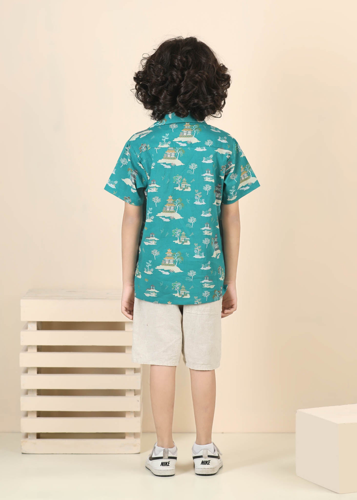 Zen Temple Cotton Shirt – Green (6M–12 Yrs)
