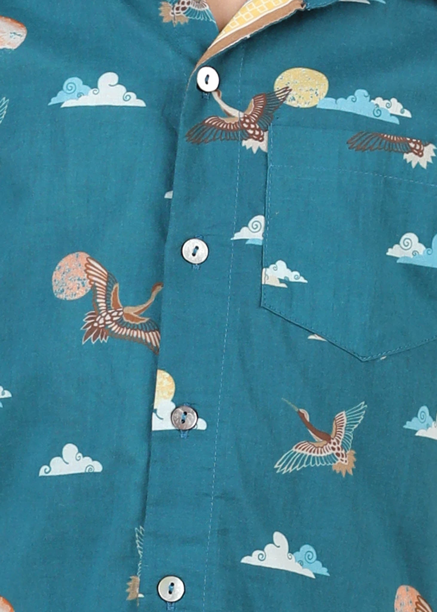 Rising Sun Cotton Shirt – Teal (6M–12 Yrs)