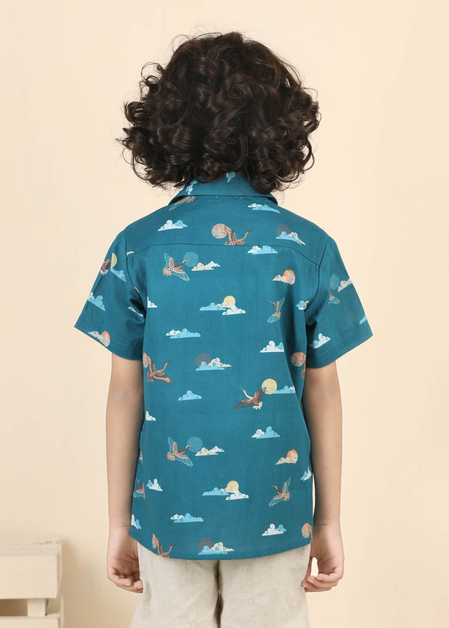 Rising Sun Cotton Shirt – Teal (6M–12 Yrs)