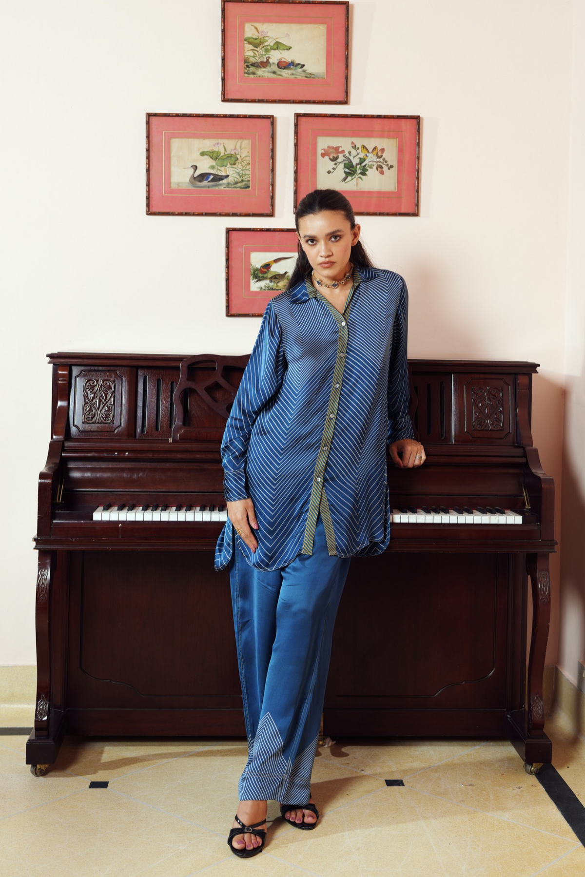 Honeycomb Viscose Tunic – Midnight Blue