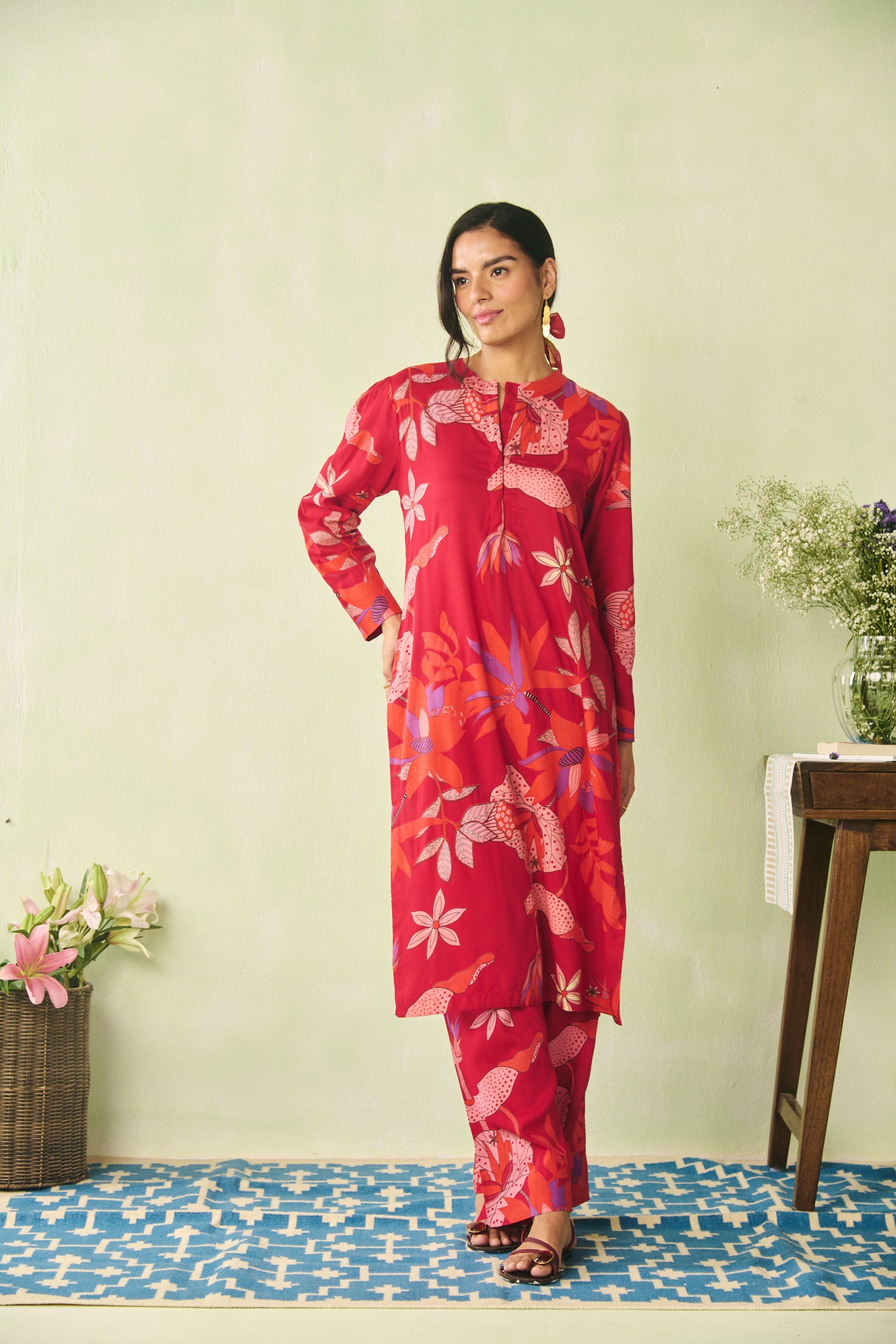 Noor Kurta Set - Red
