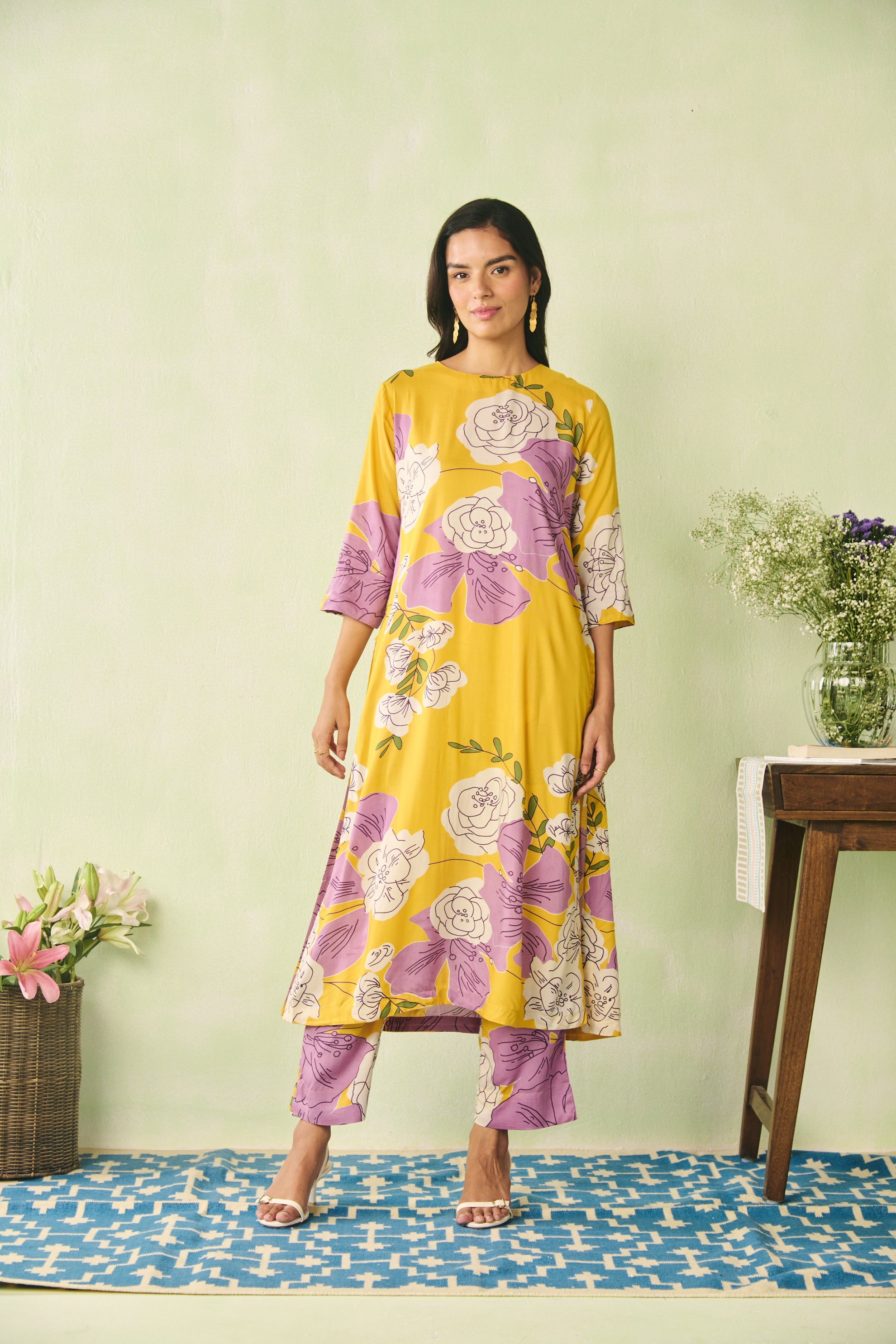 Diya Kurta Set - Yellow