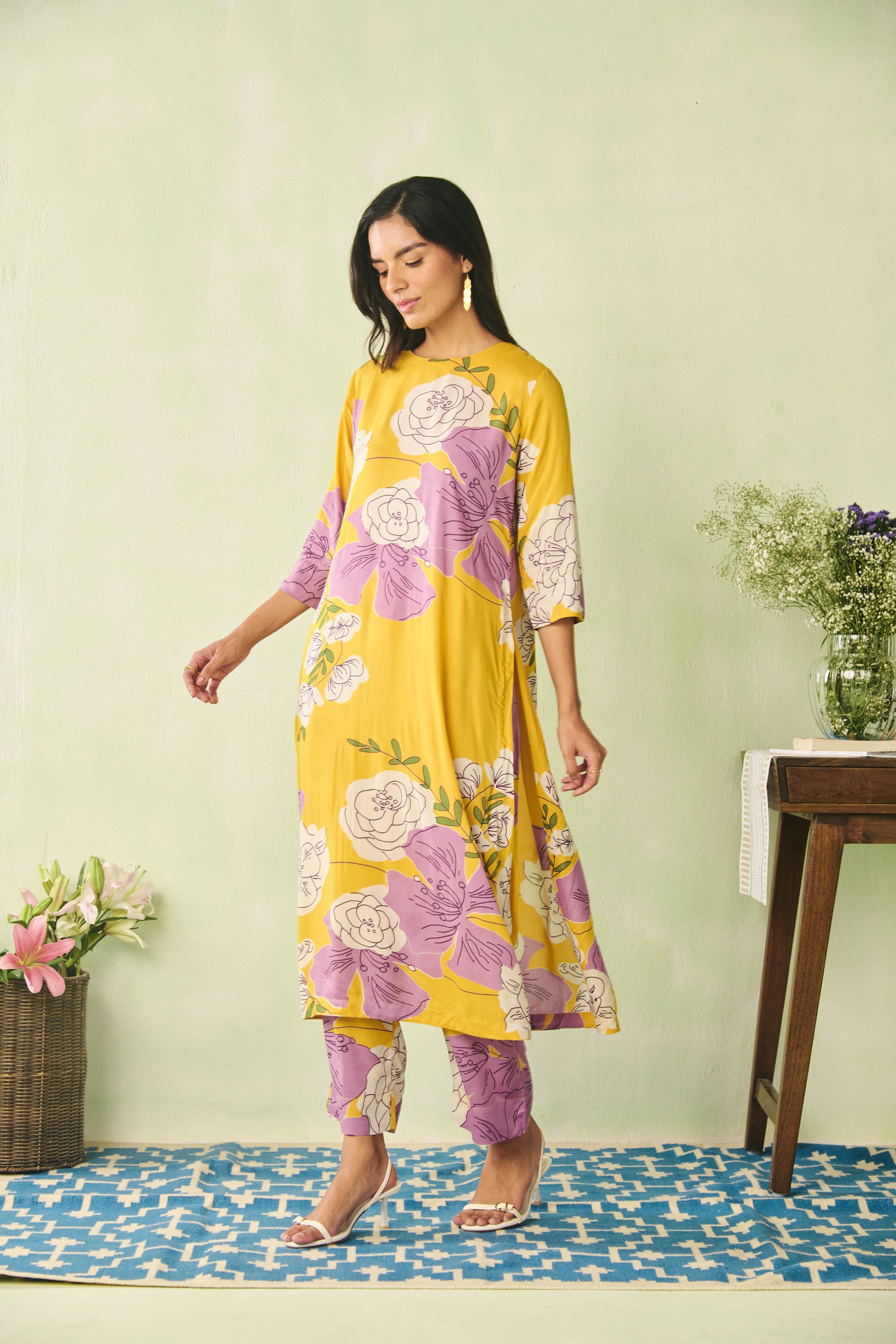 Diya Kurta Set - Yellow