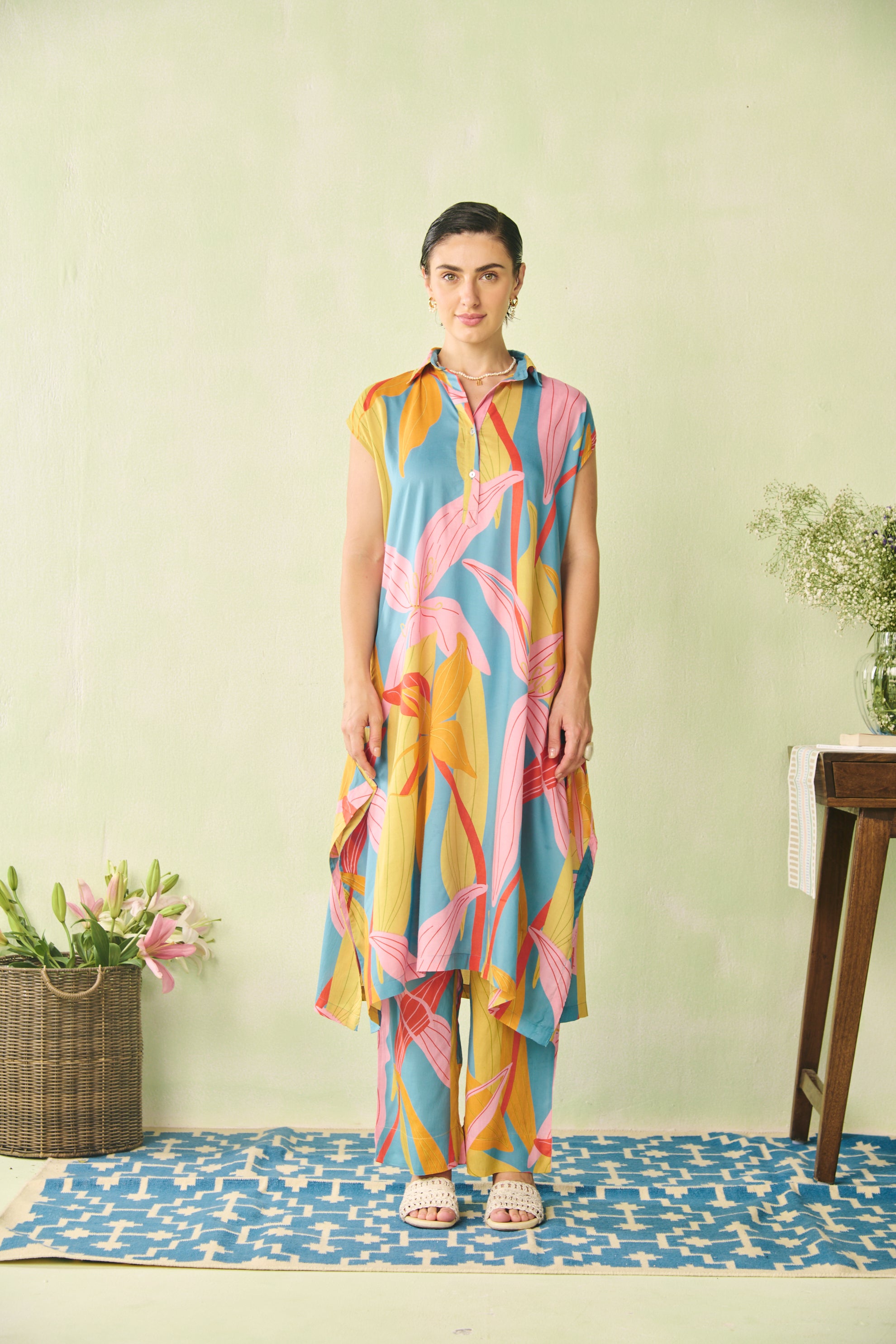Keya Kaftan Set - Blue