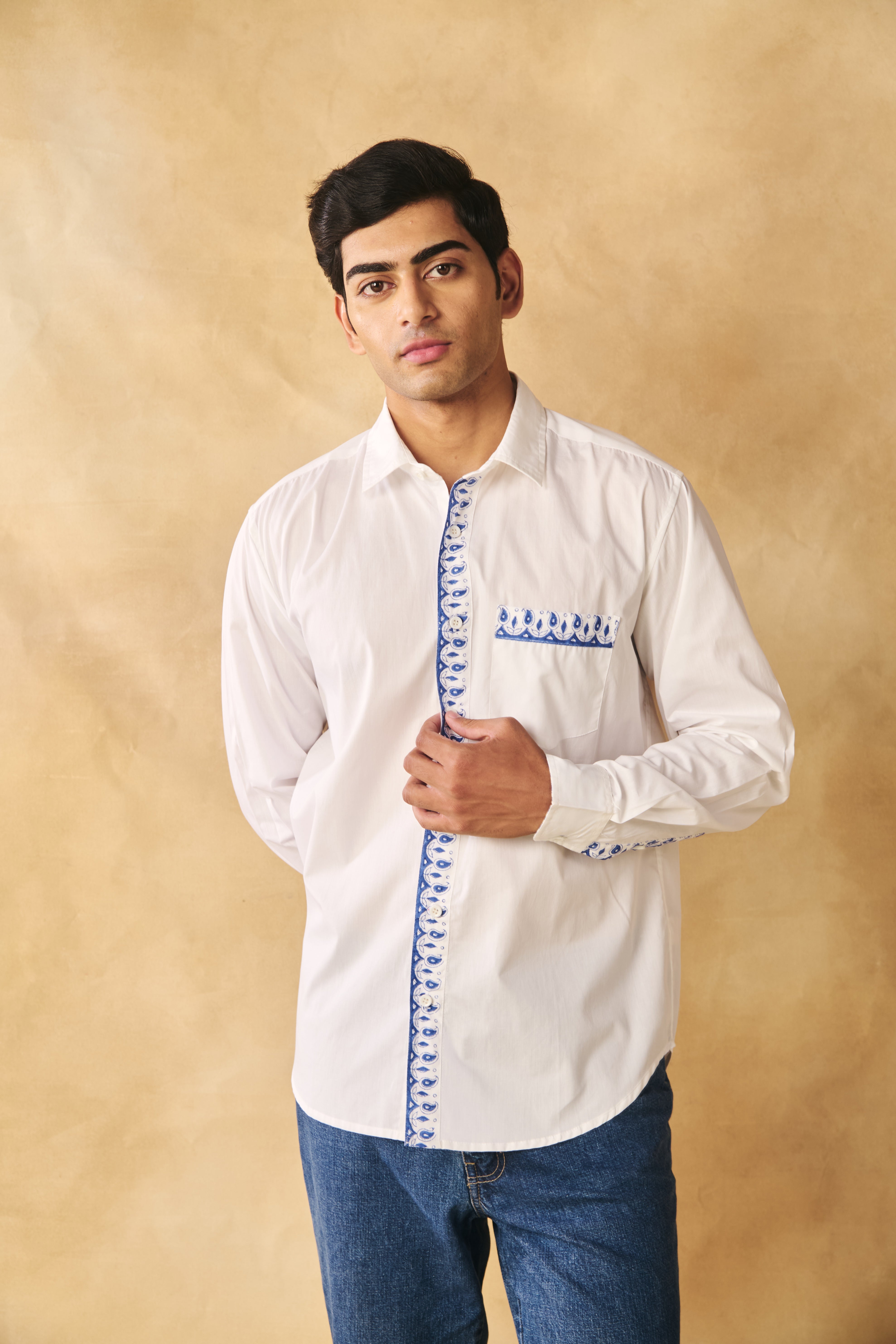 Full Sleeves Collar Shirt-Peroxide White