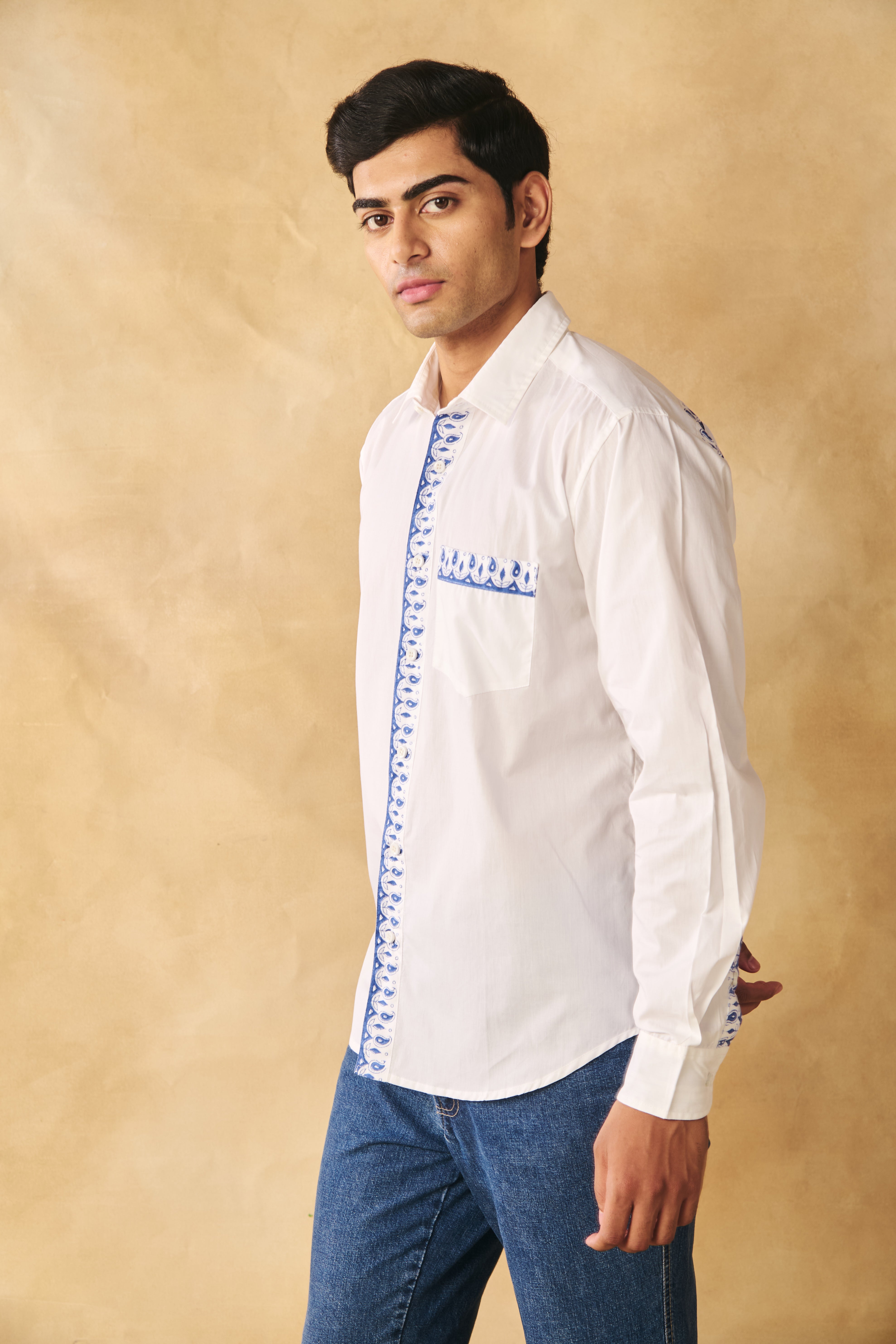 Full Sleeves Collar Shirt-Peroxide White