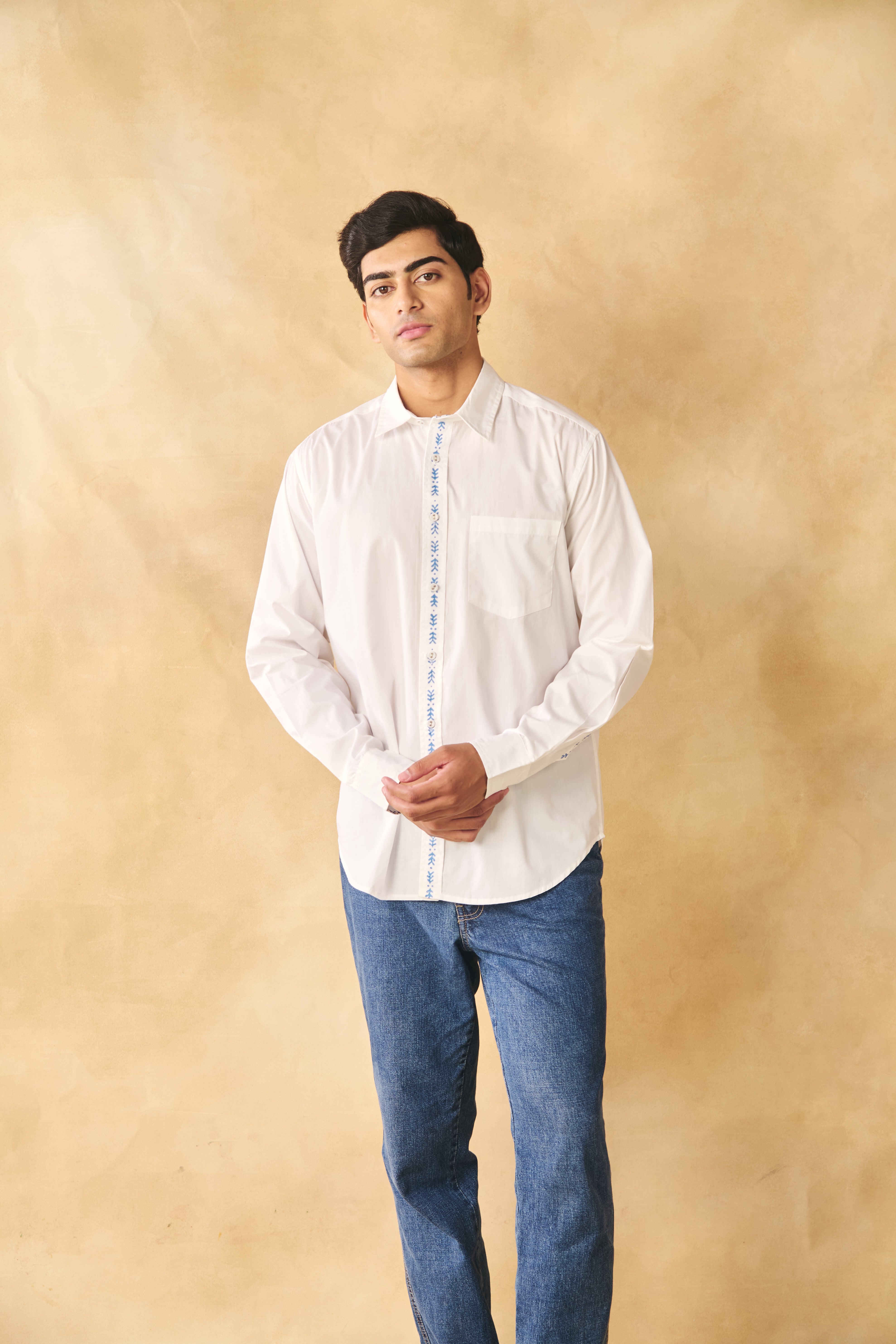 Full Sleeves Collar Shirt-Peroxide White
