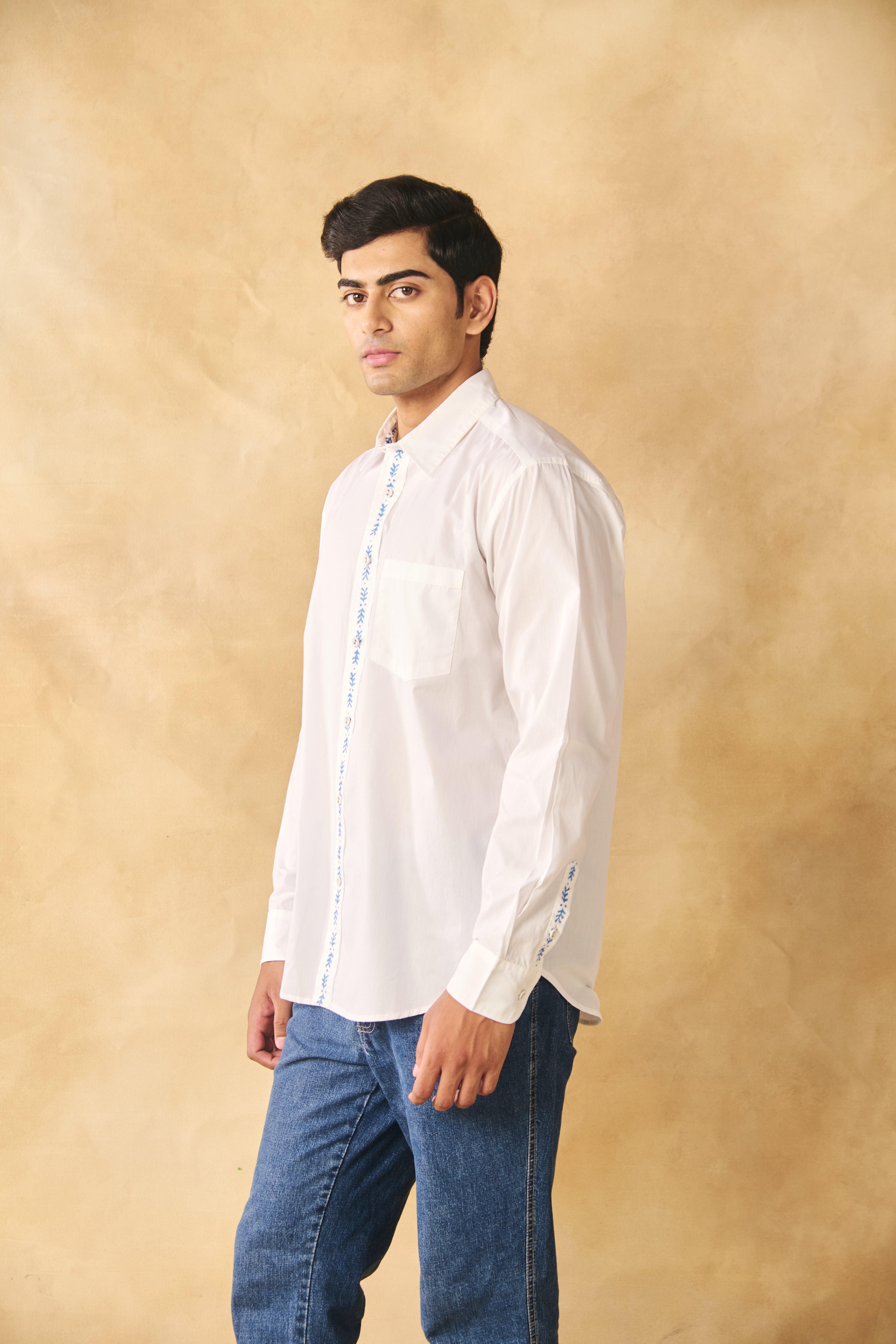 Full Sleeves Collar Shirt-Peroxide White