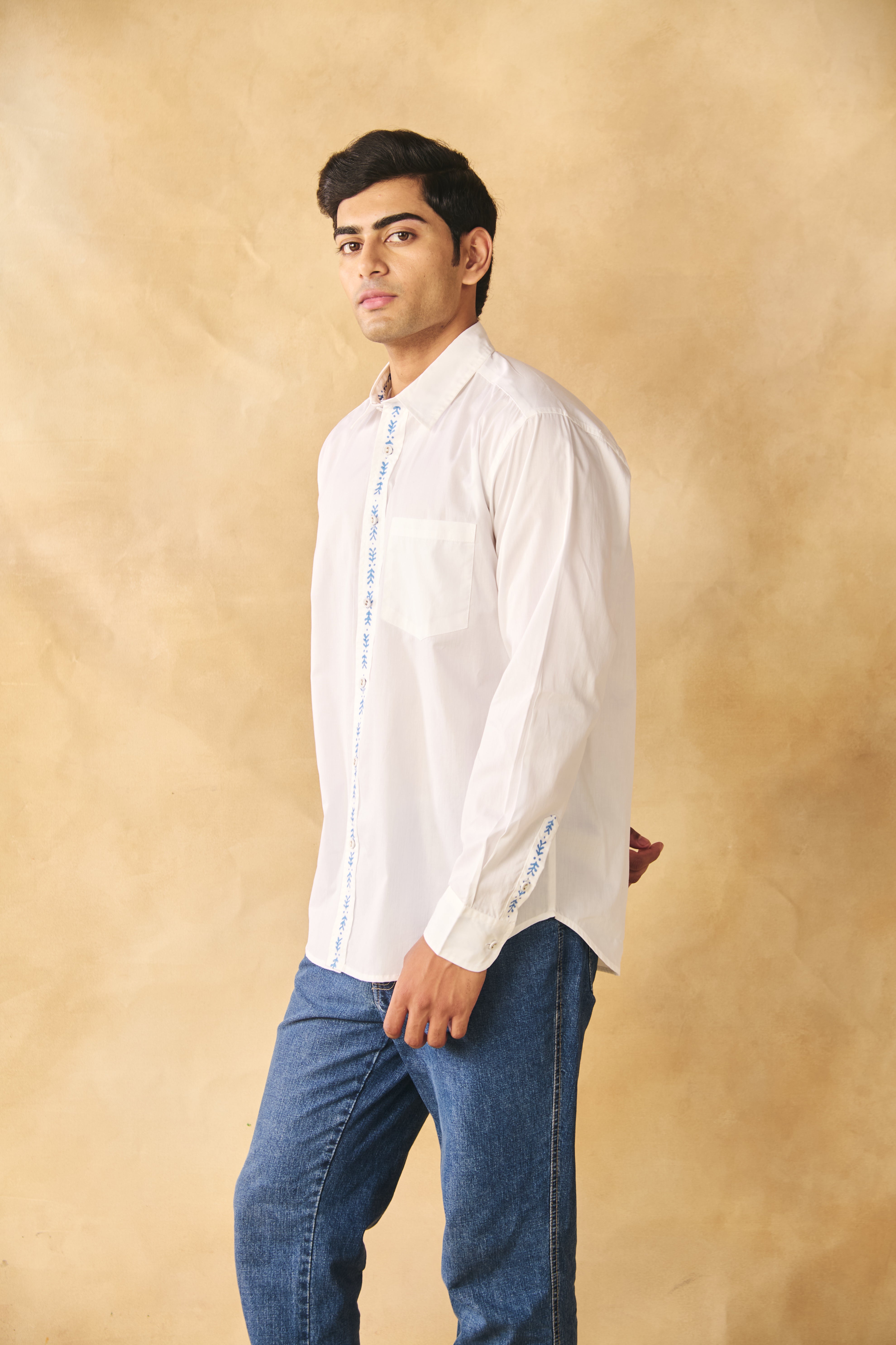 Full Sleeves Collar Shirt-Peroxide White