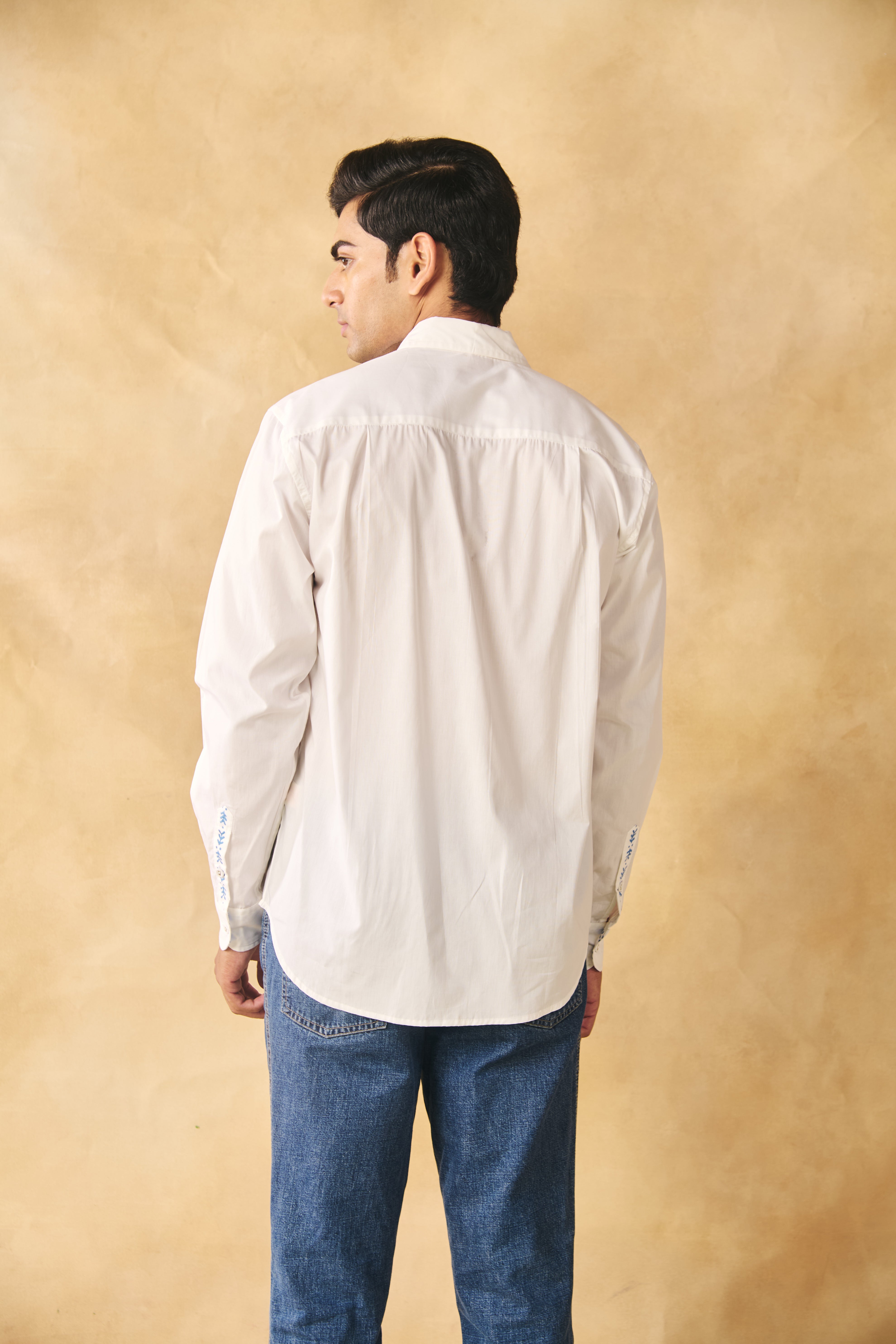 Full Sleeves Collar Shirt-Peroxide White