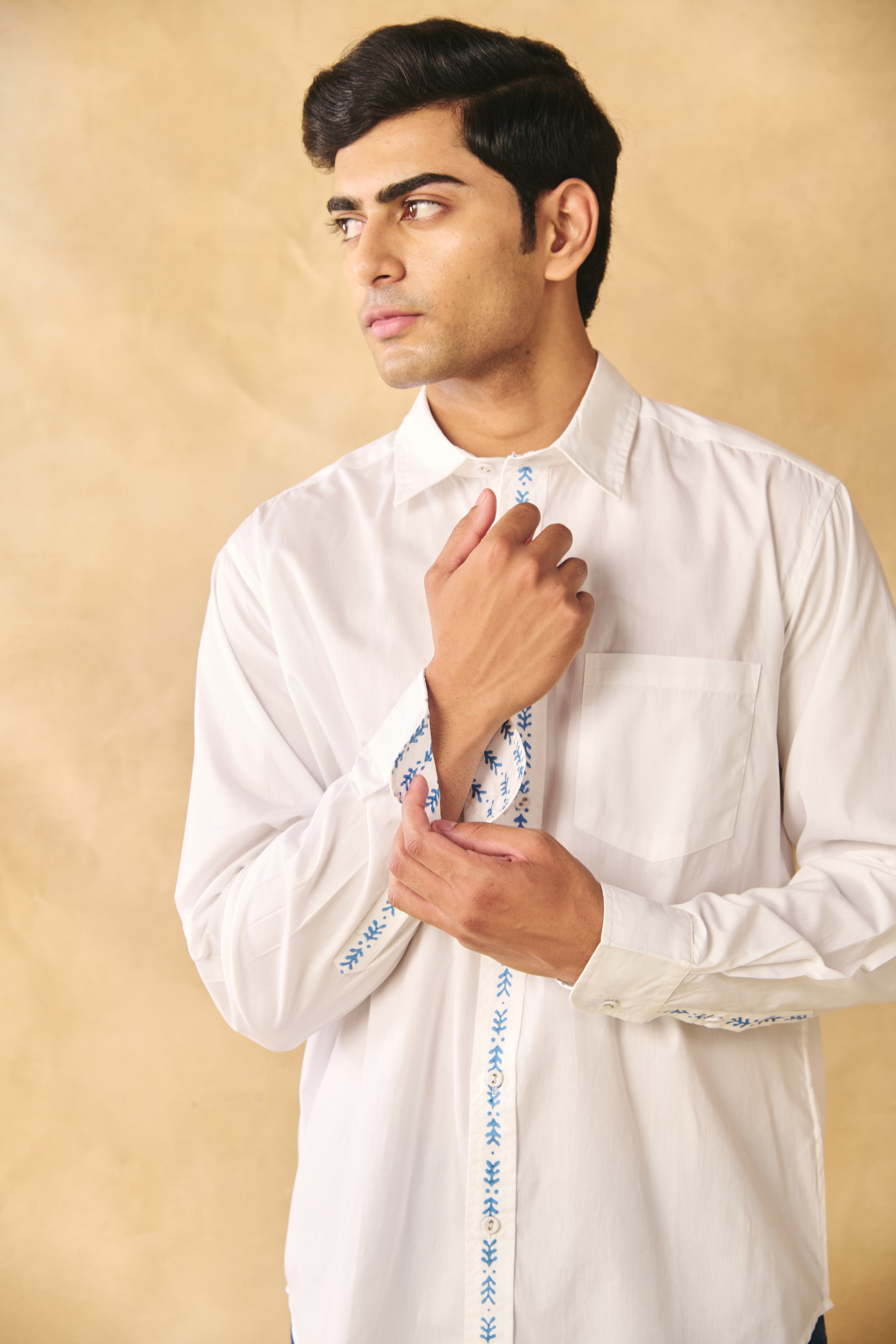 Full Sleeves Collar Shirt-Peroxide White