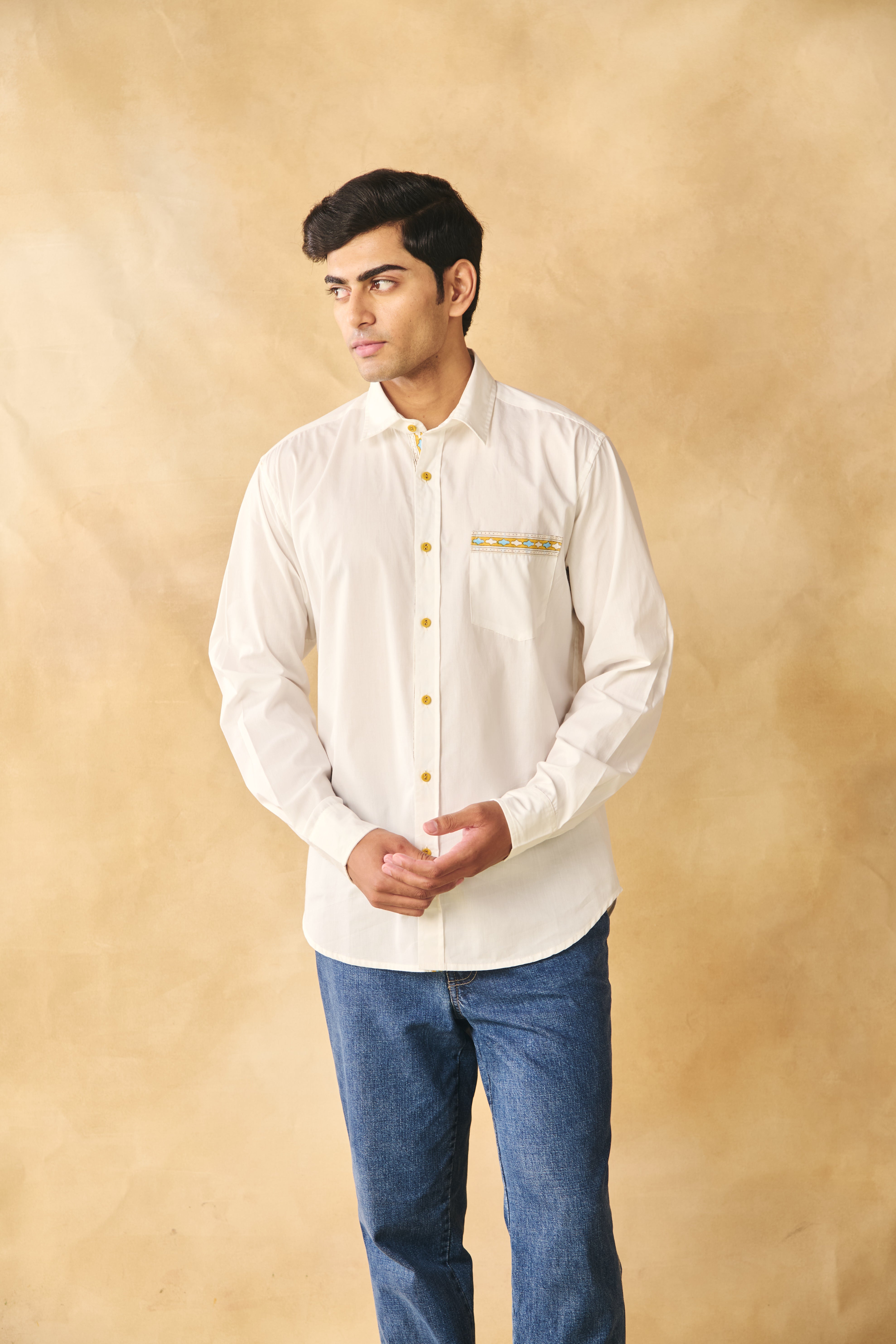 Full Sleeves Collar Shirt-Peroxide White