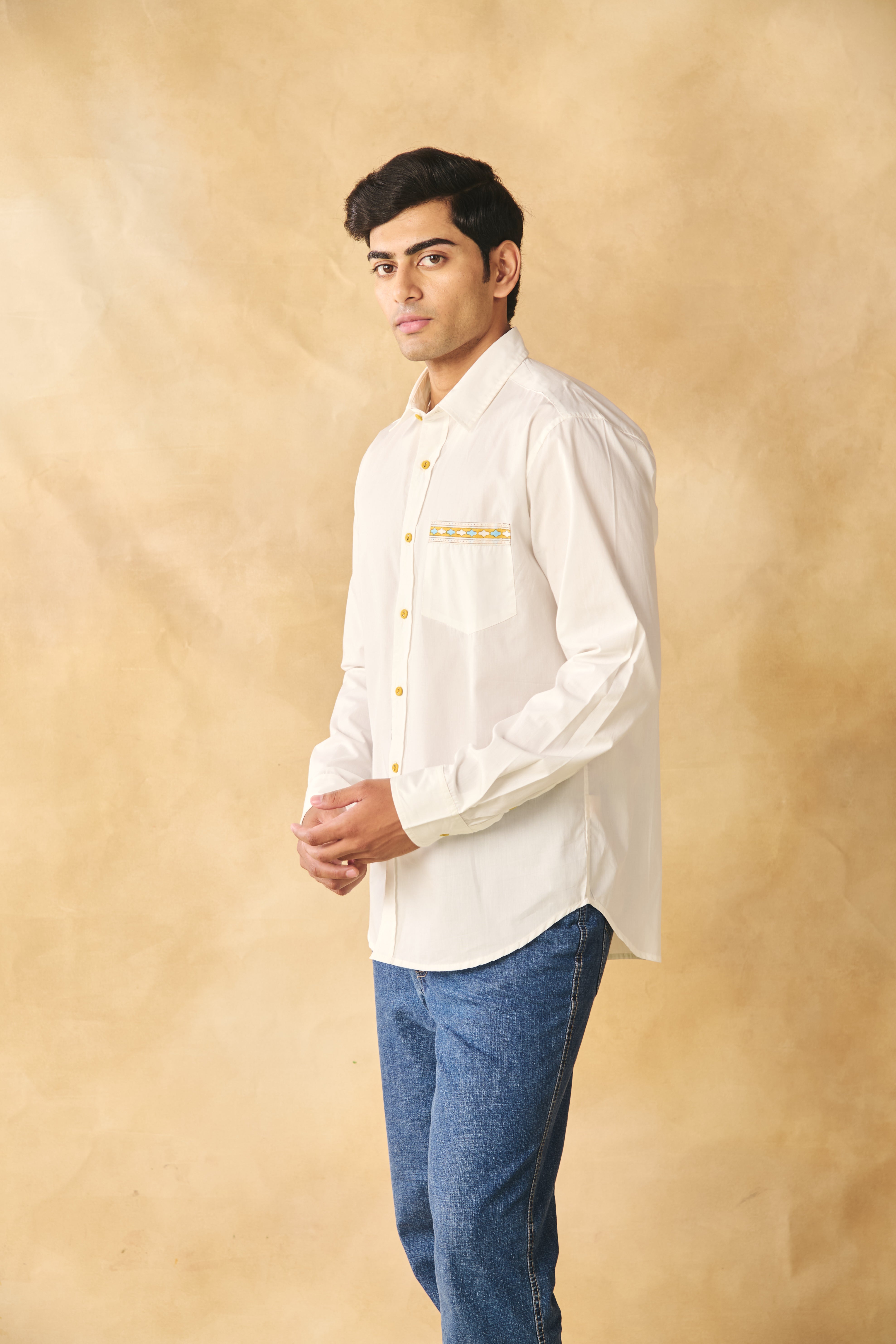 Full Sleeves Collar Shirt-Peroxide White