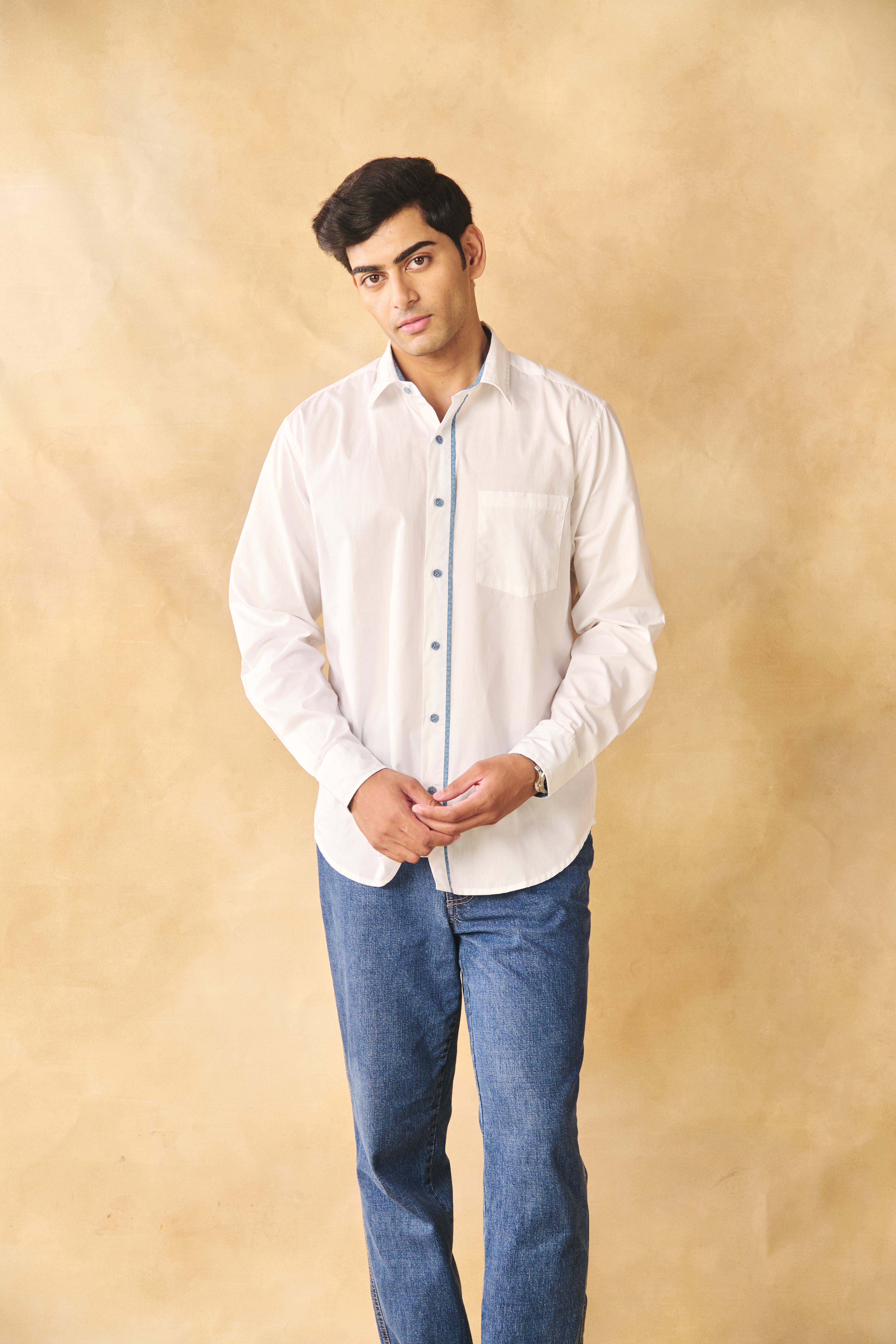 Full Sleeves Collar Shirt-Peroxide White