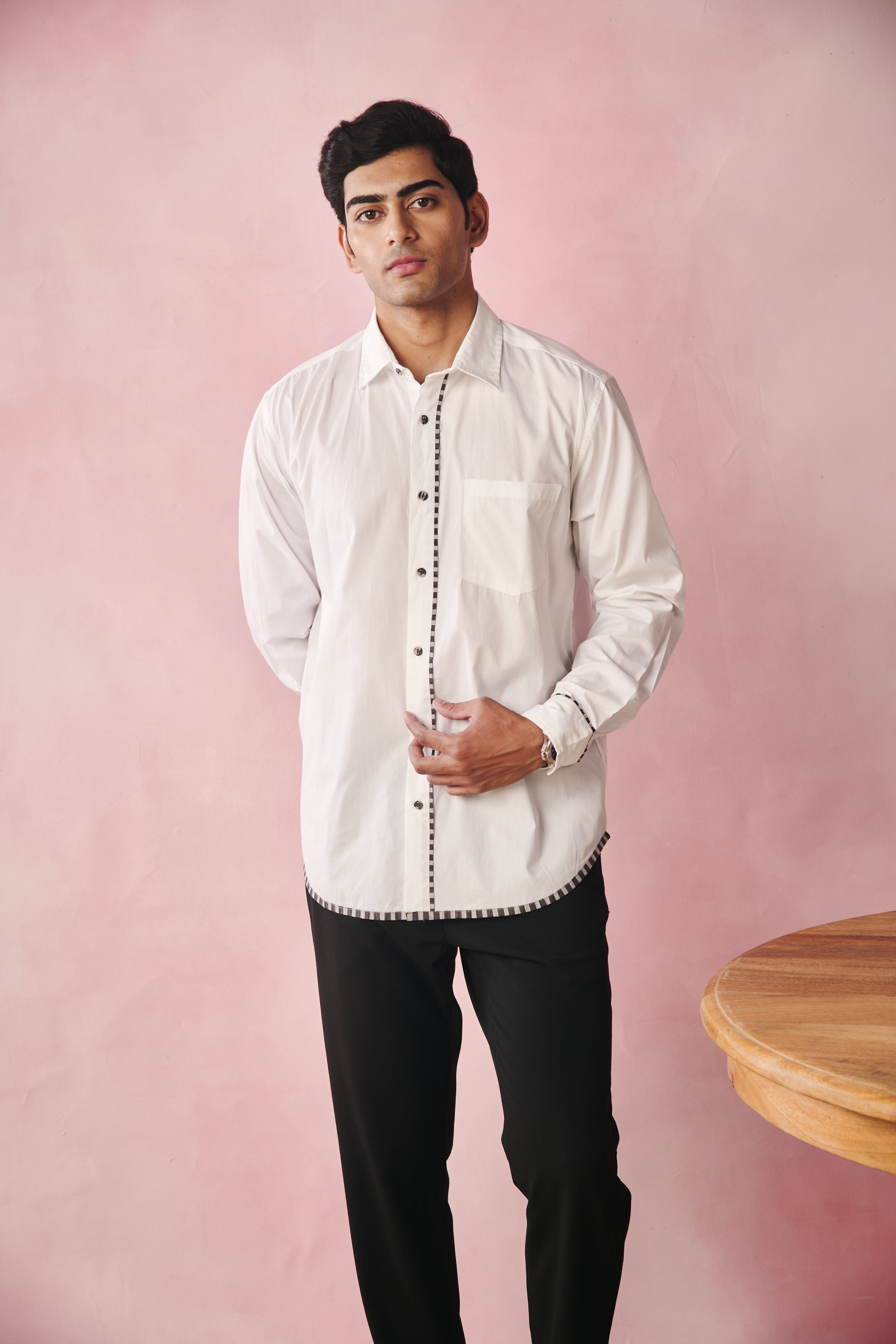Full Sleeves Collar Shirt-Peroxide White