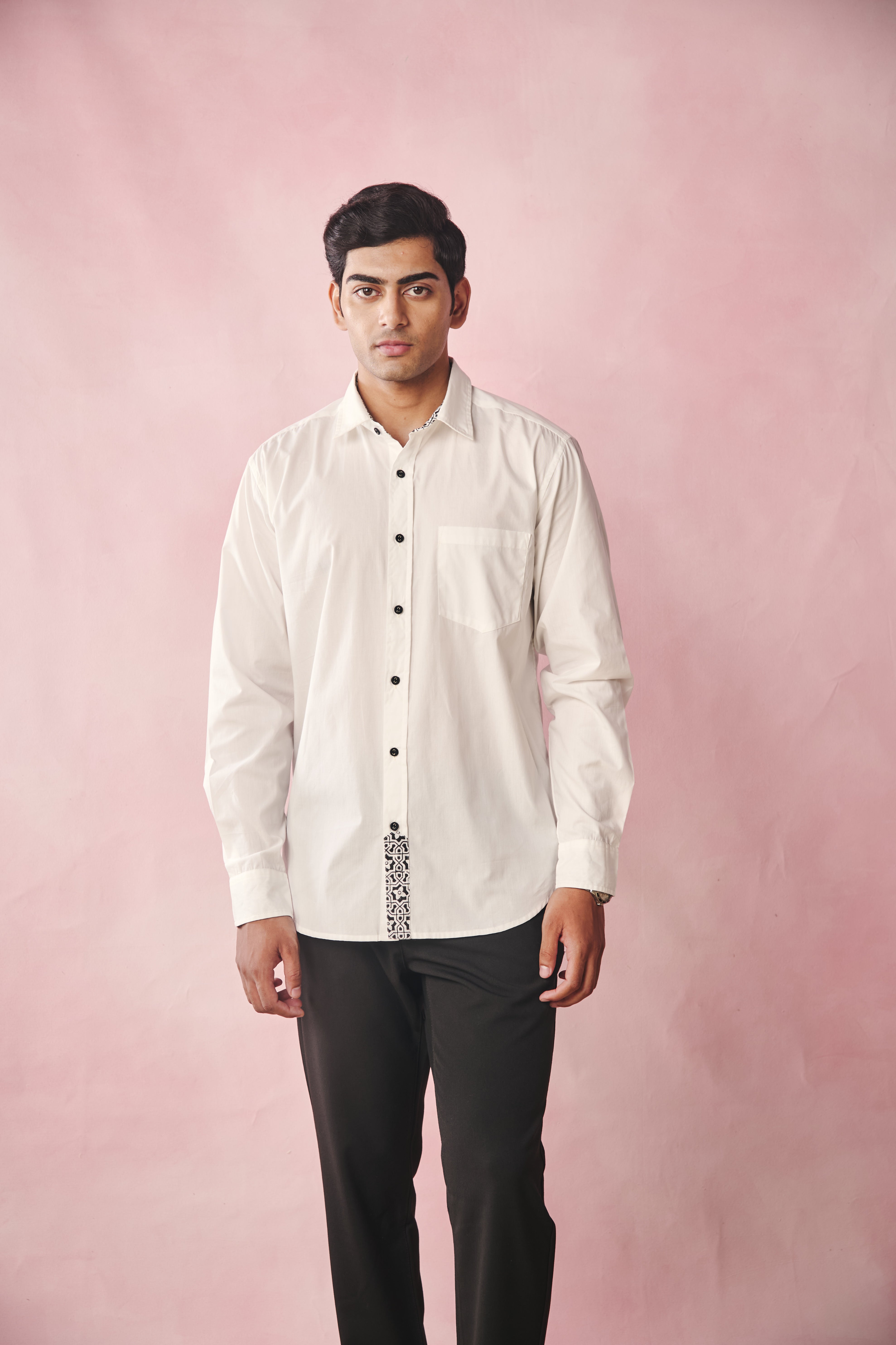 Full Sleeves Collar Shirt-Peroxide White