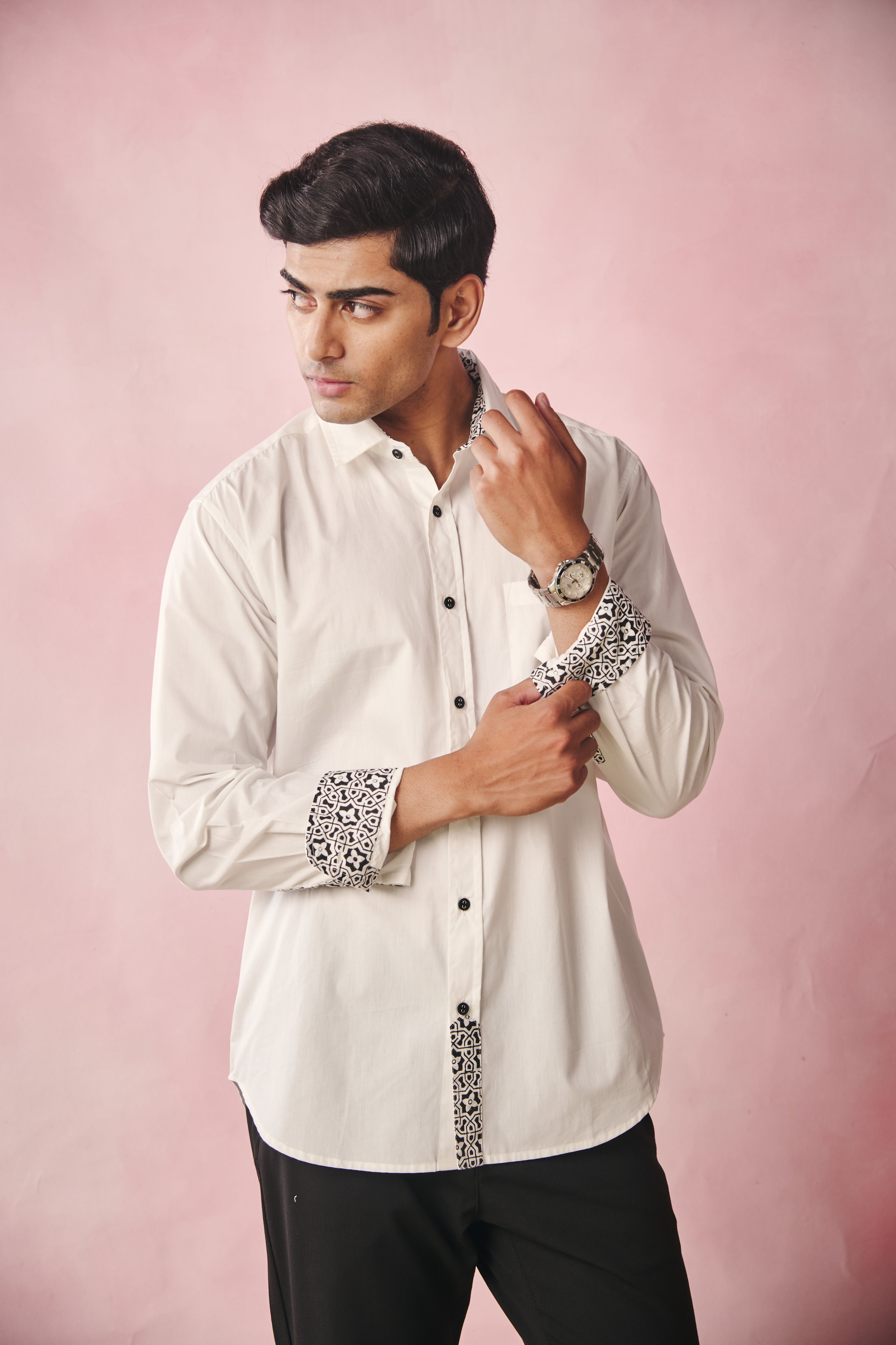 Full Sleeves Collar Shirt-Peroxide White