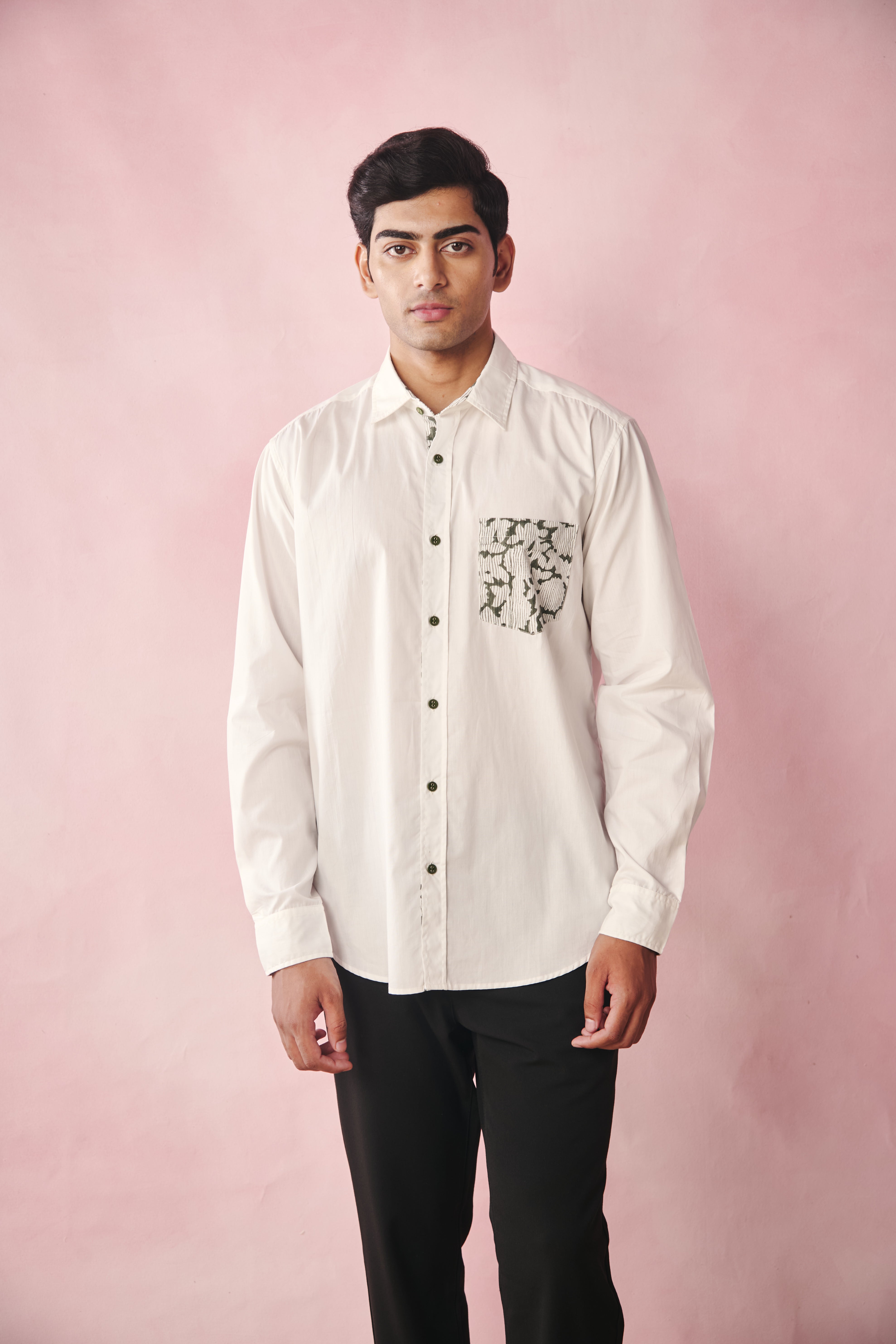 Full Sleeves Collar Shirt-Peroxide White
