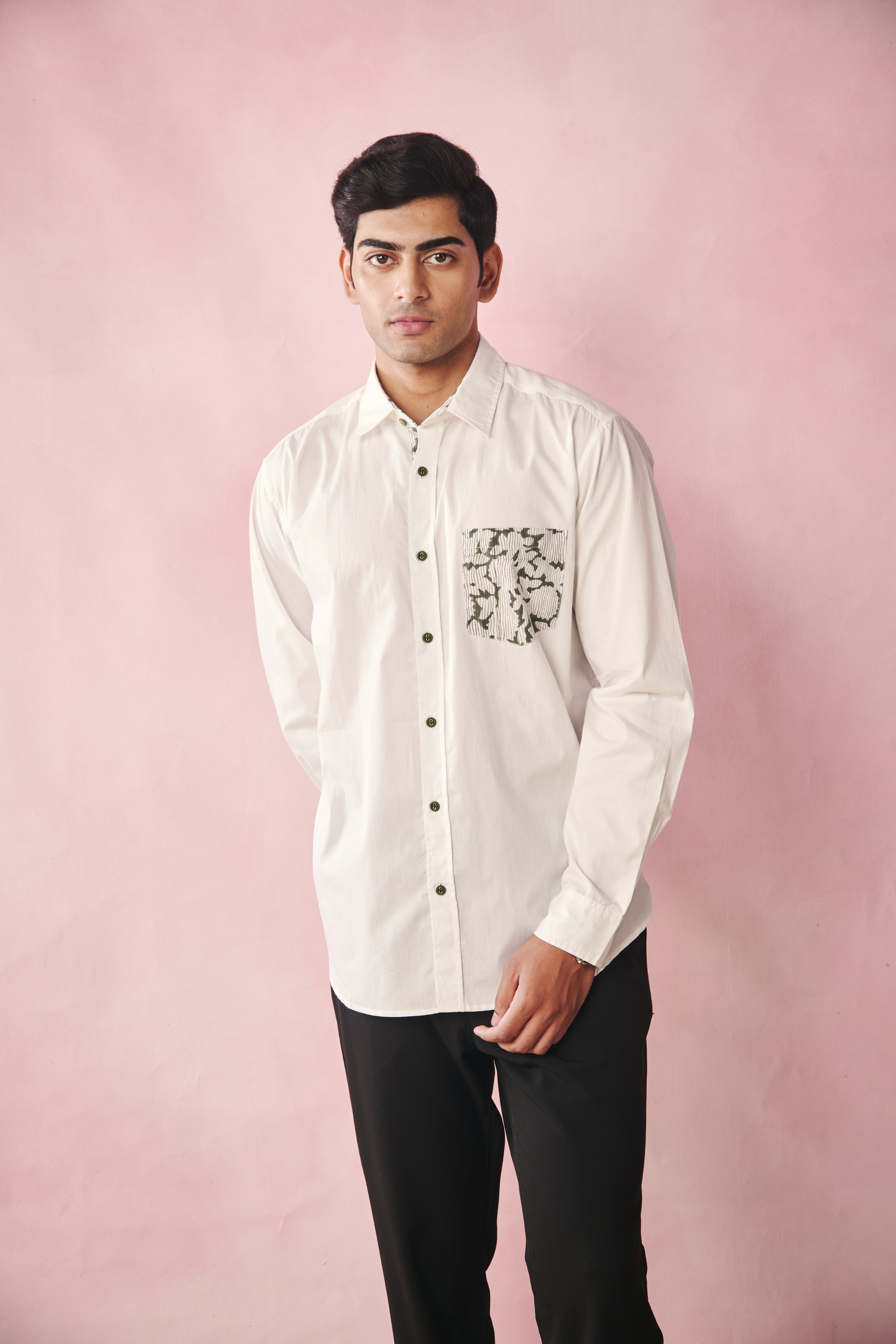 Full Sleeves Collar Shirt-Peroxide White