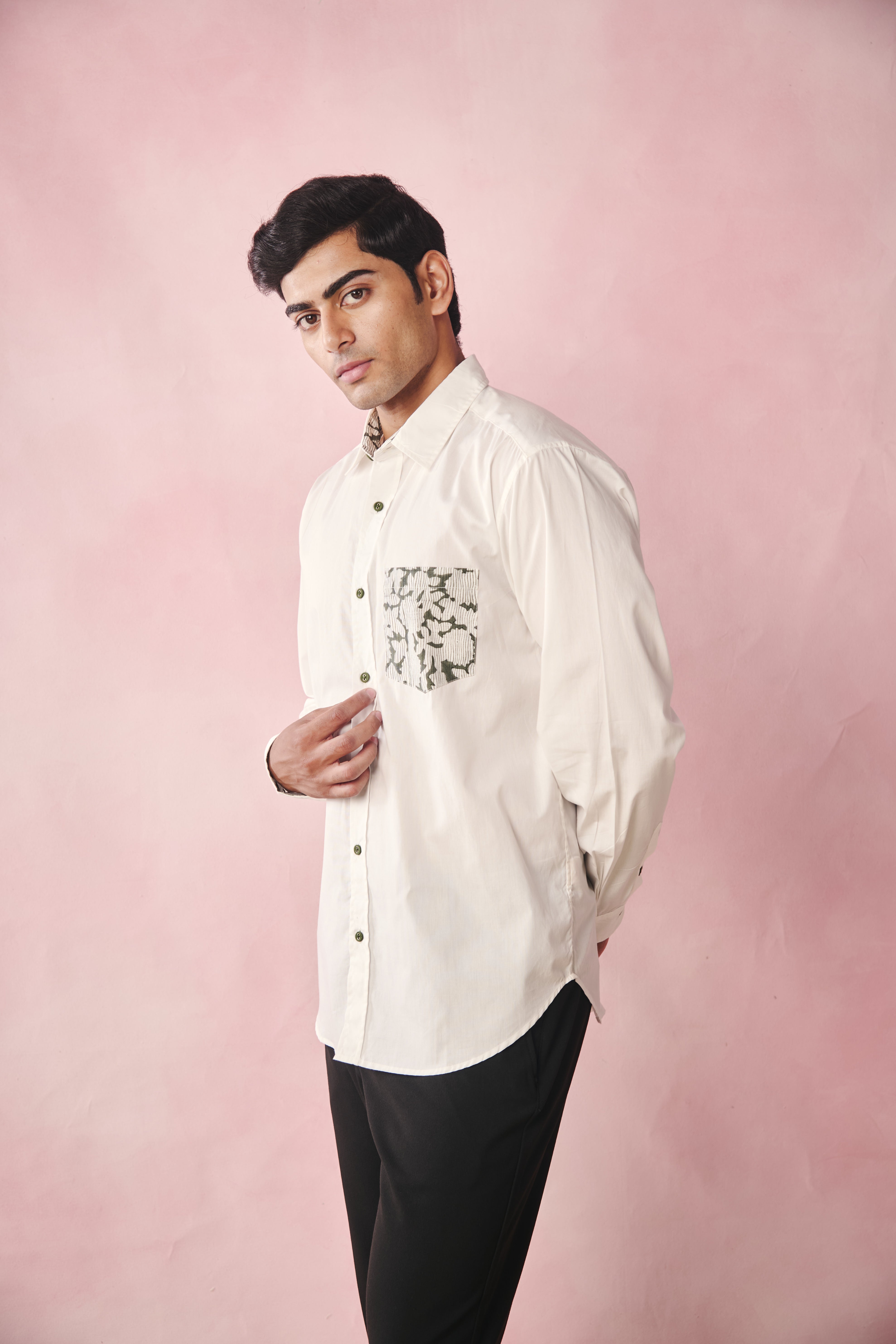 Full Sleeves Collar Shirt-Peroxide White