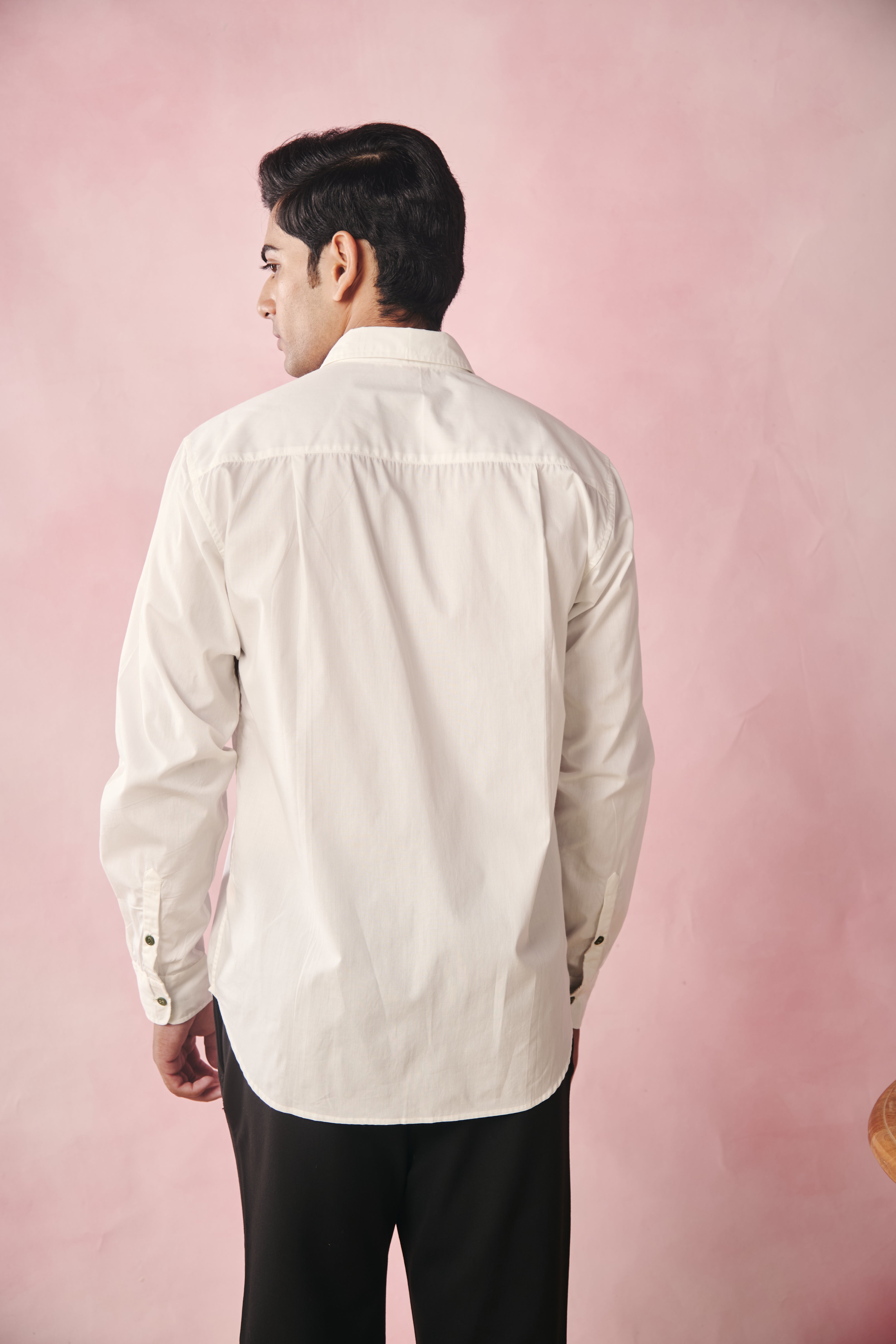 Full Sleeves Collar Shirt-Peroxide White