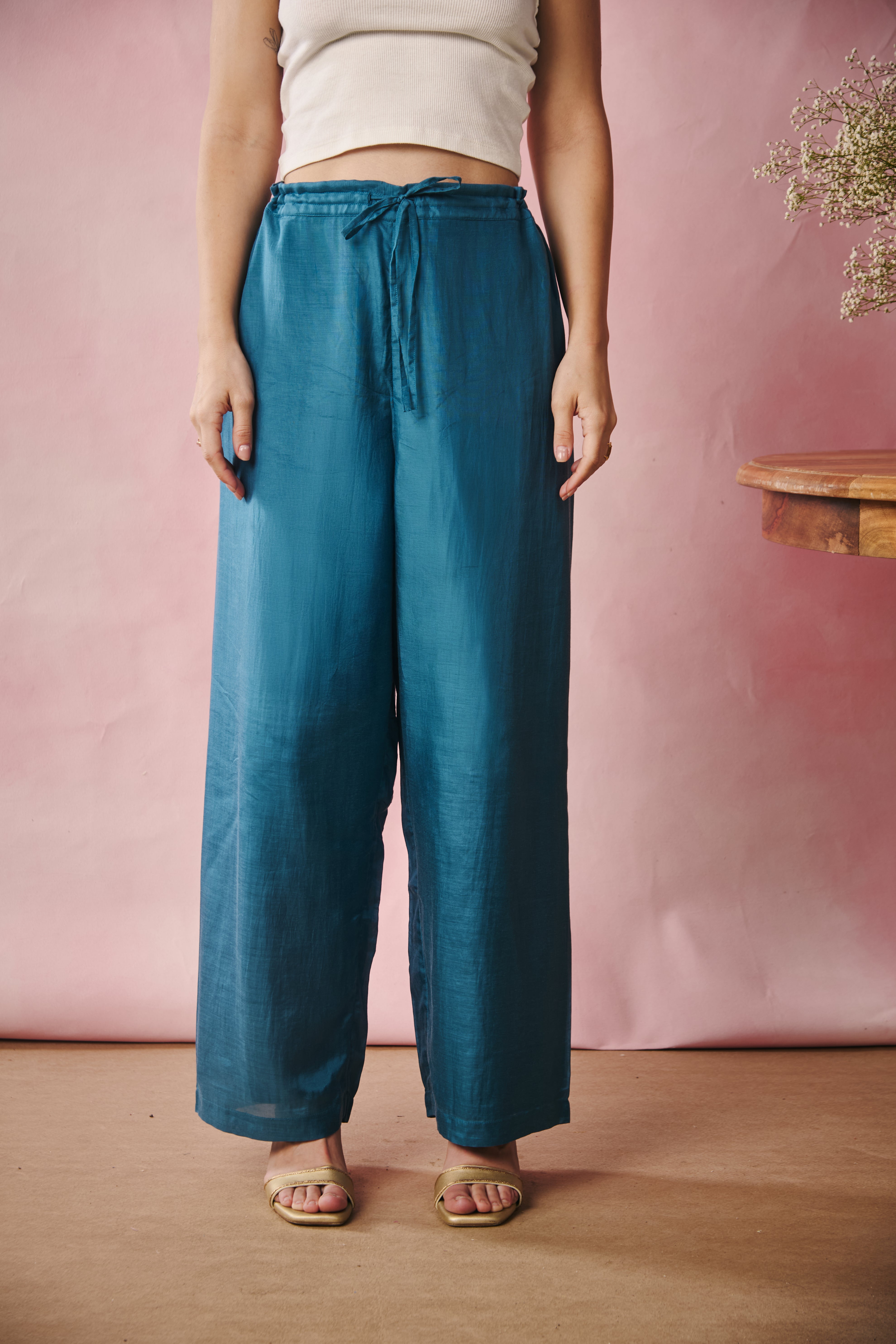 Wide Hem Pants - Blue