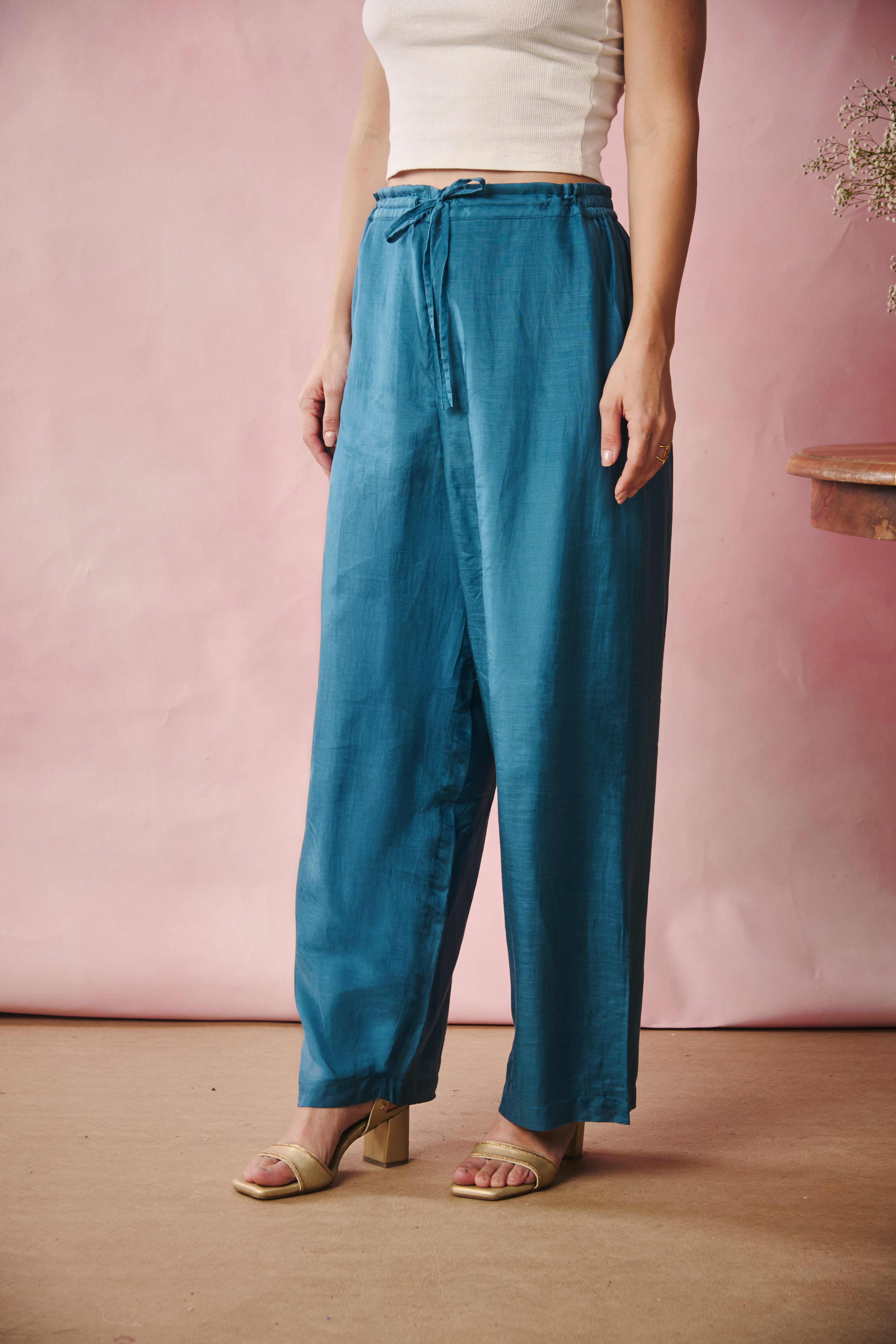 Wide Hem Pants - Blue