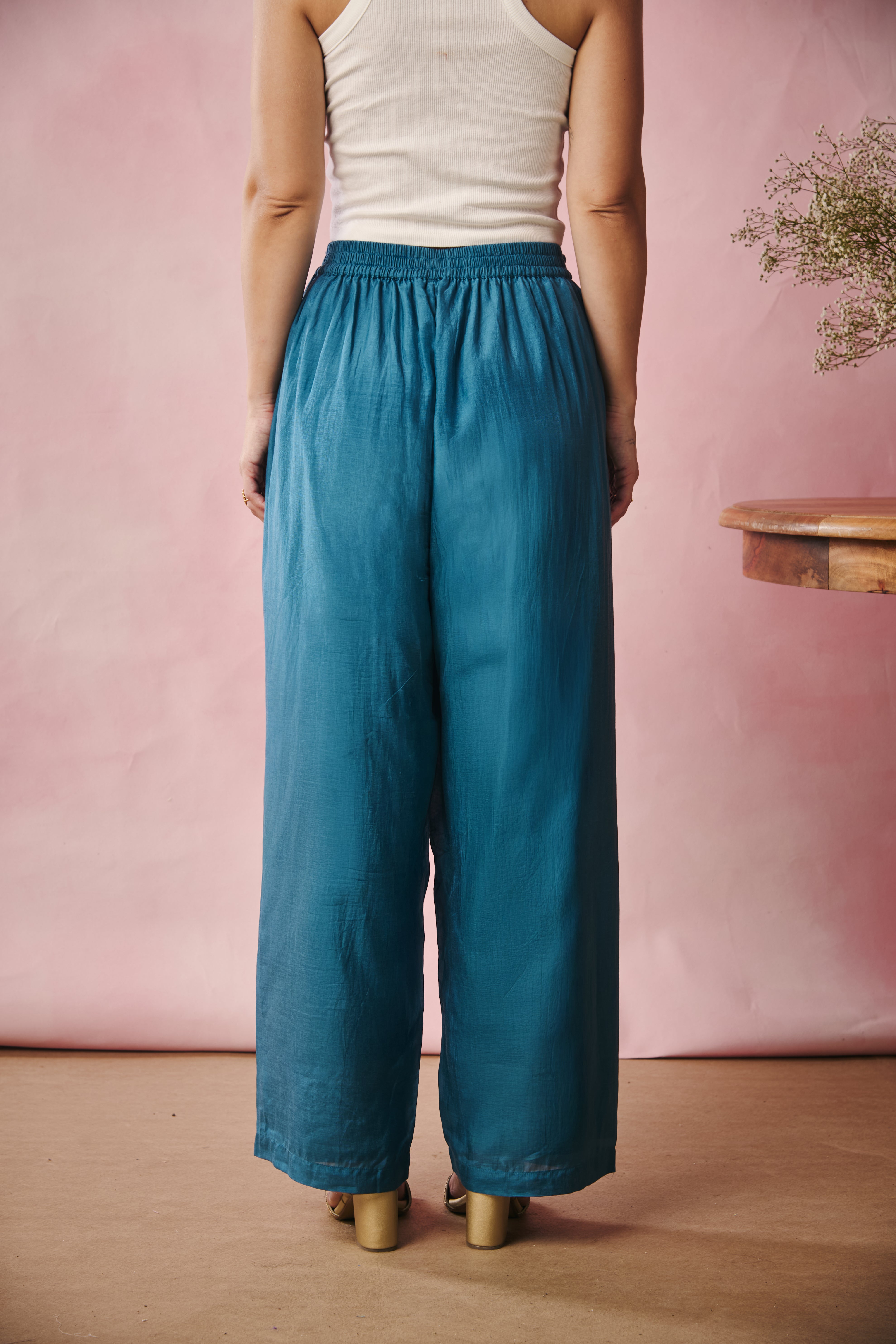 Wide Hem Pants - Blue
