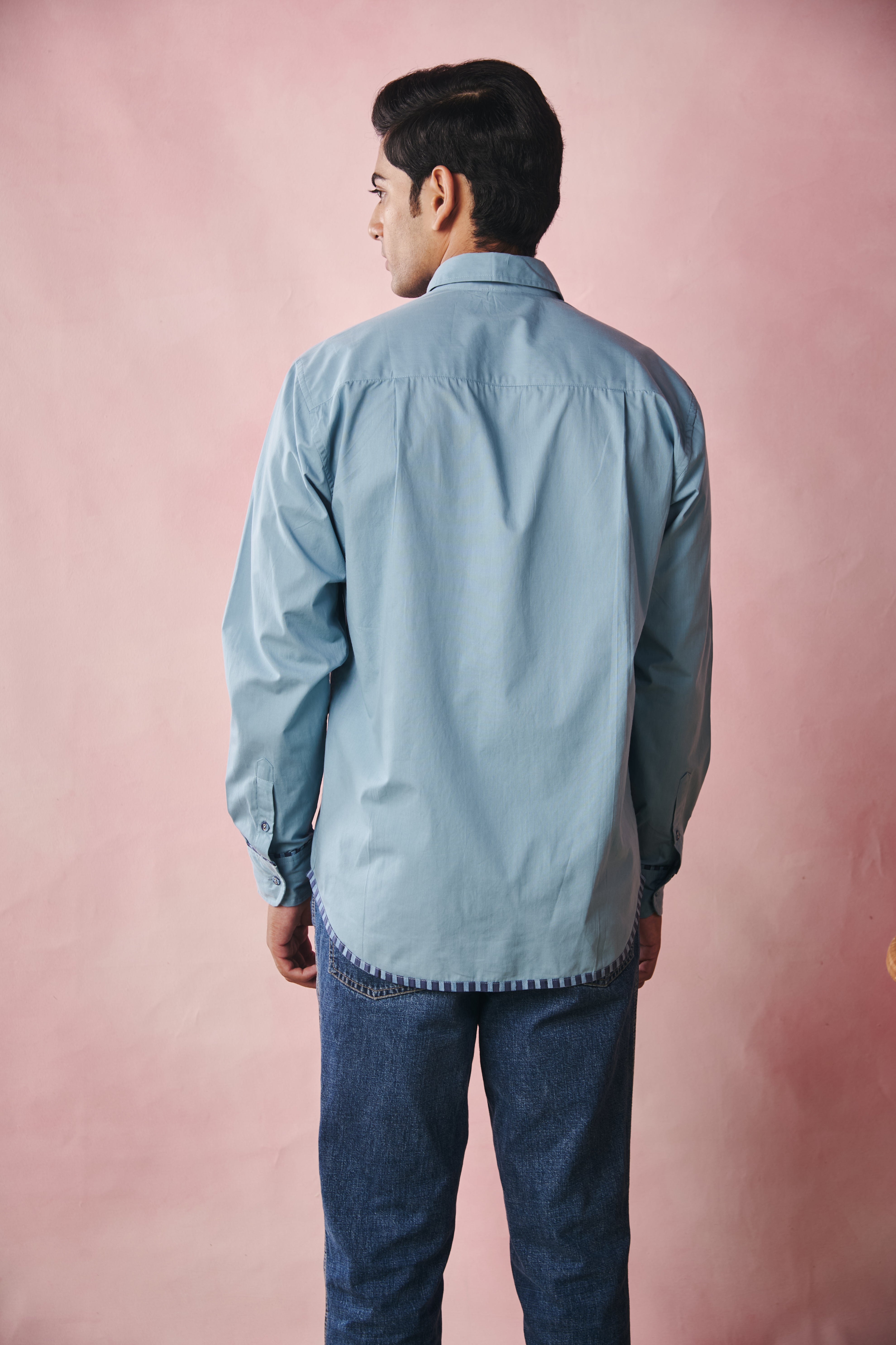 Full Sleeves Collar Shirt-Sky Blue