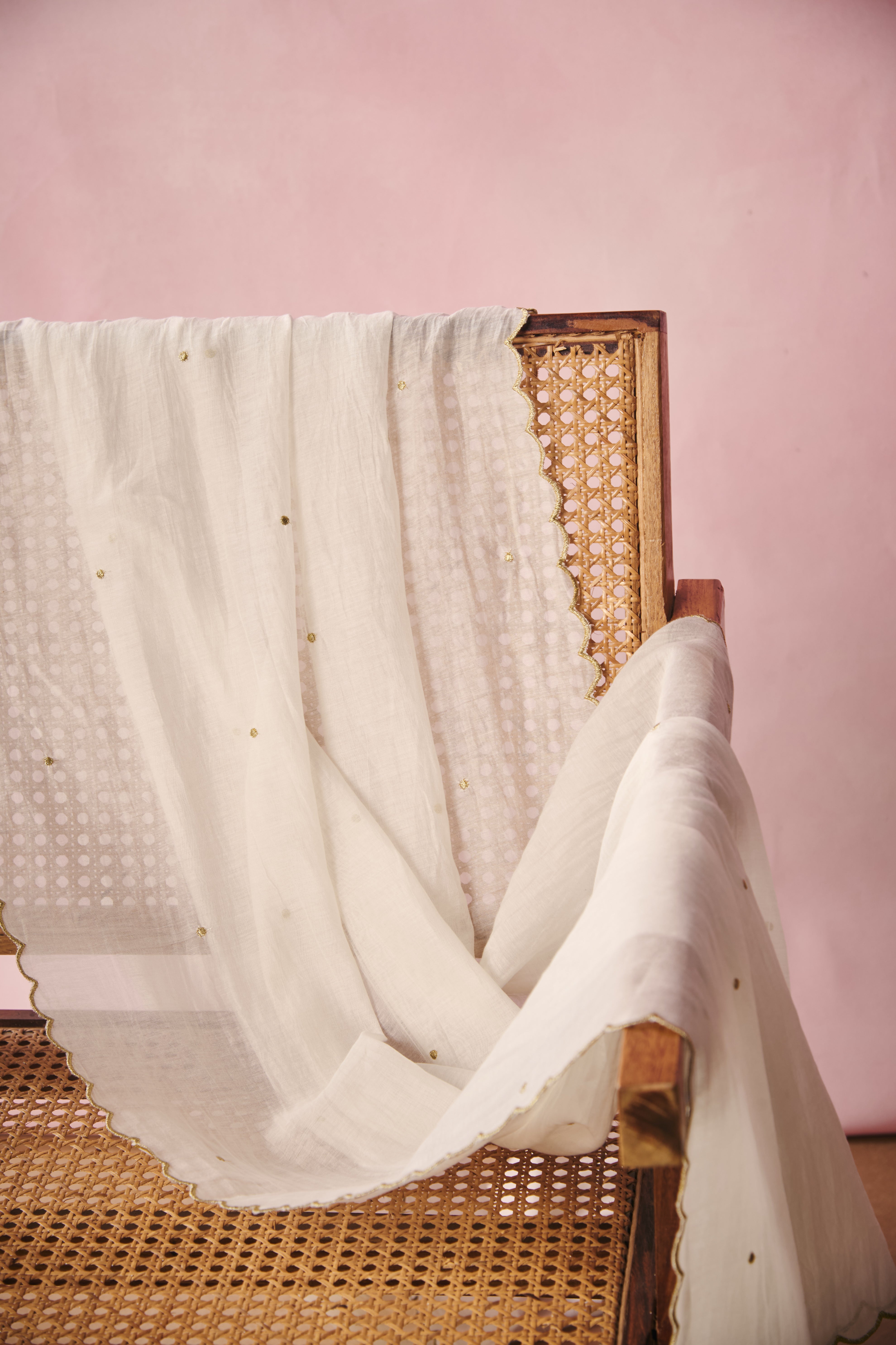 Cotton Silk Dupatta - Creme