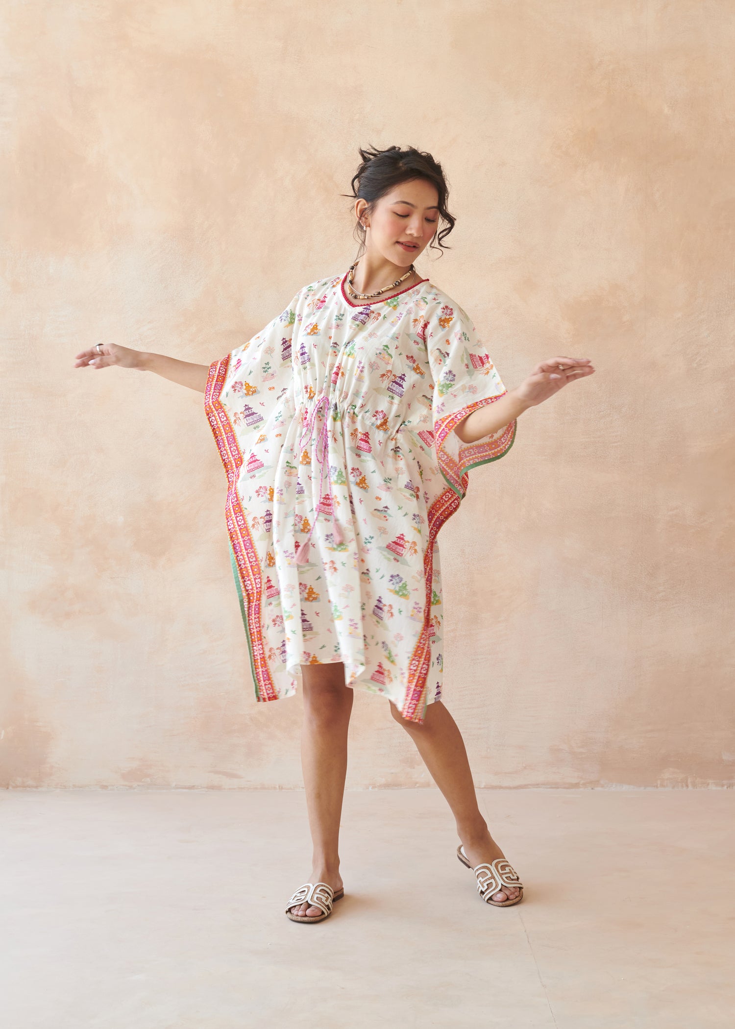 Zen Temple Cotton Kaftan – Crème