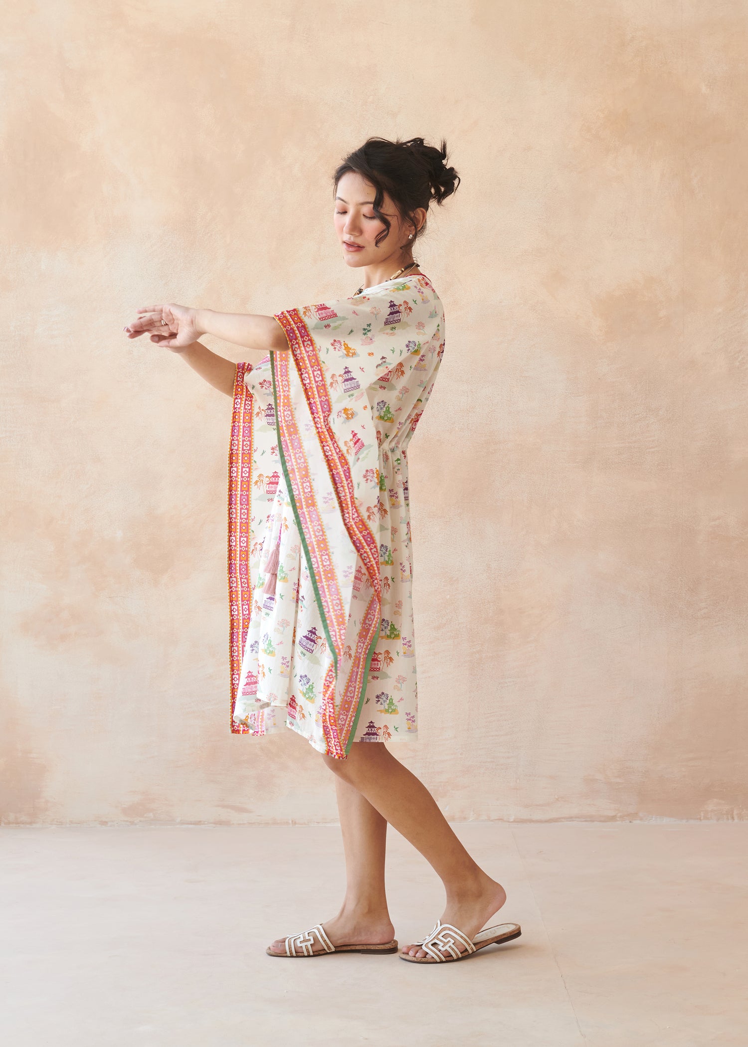 Zen Temple Cotton Kaftan – Crème