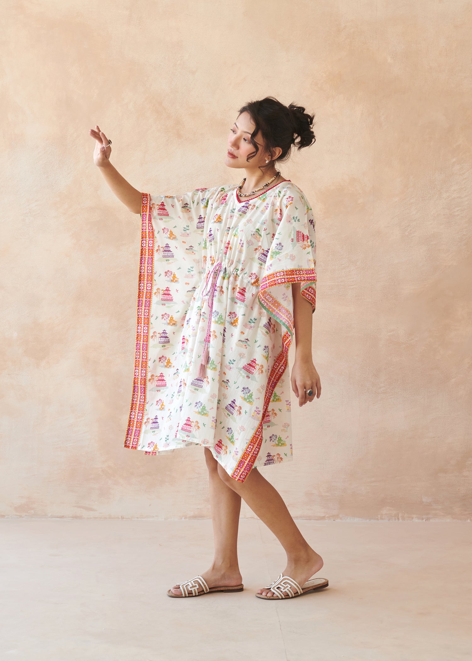 Zen Temple Cotton Kaftan – Crème