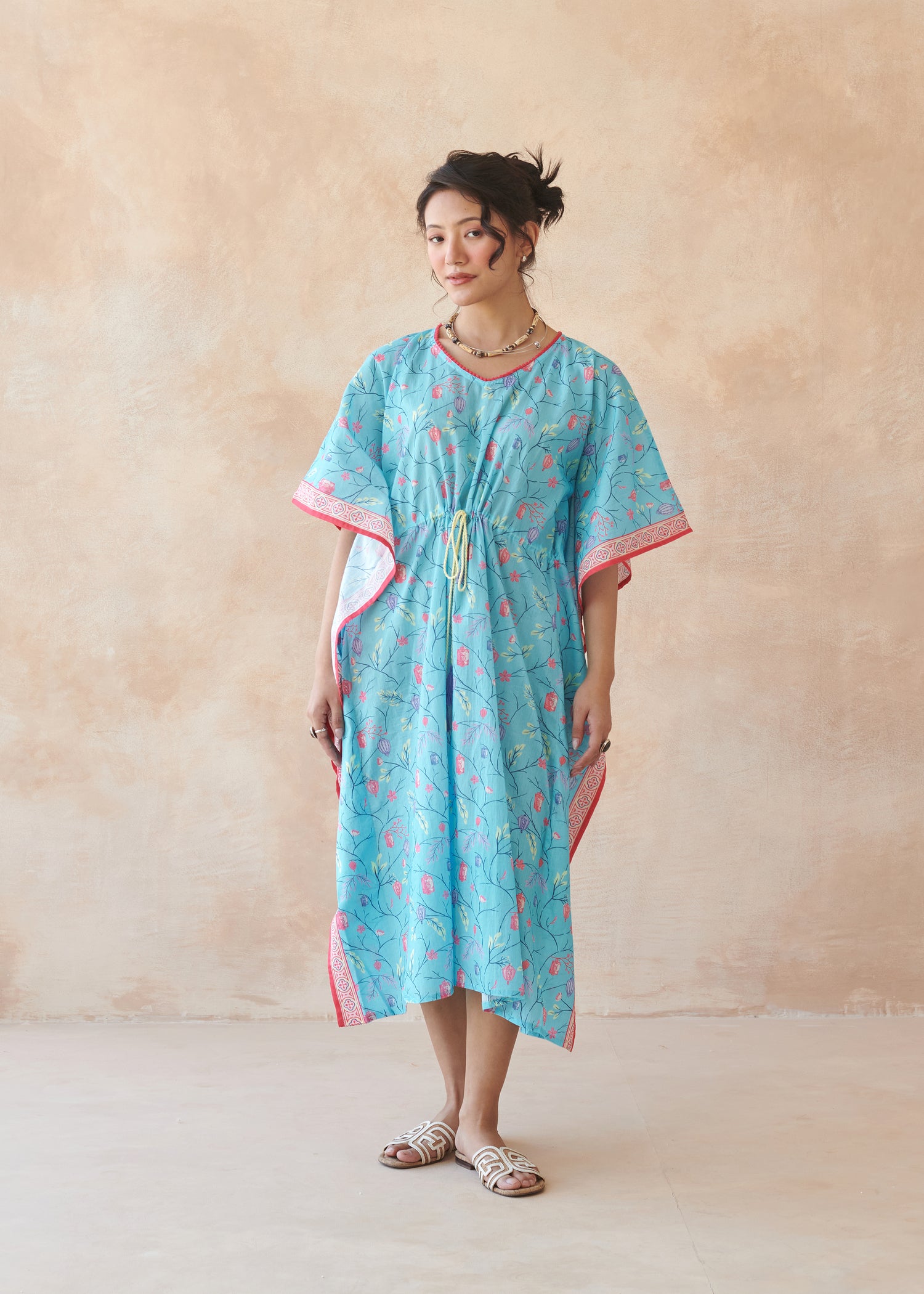 Lantern Dreams Cotton Kaftan – Blue