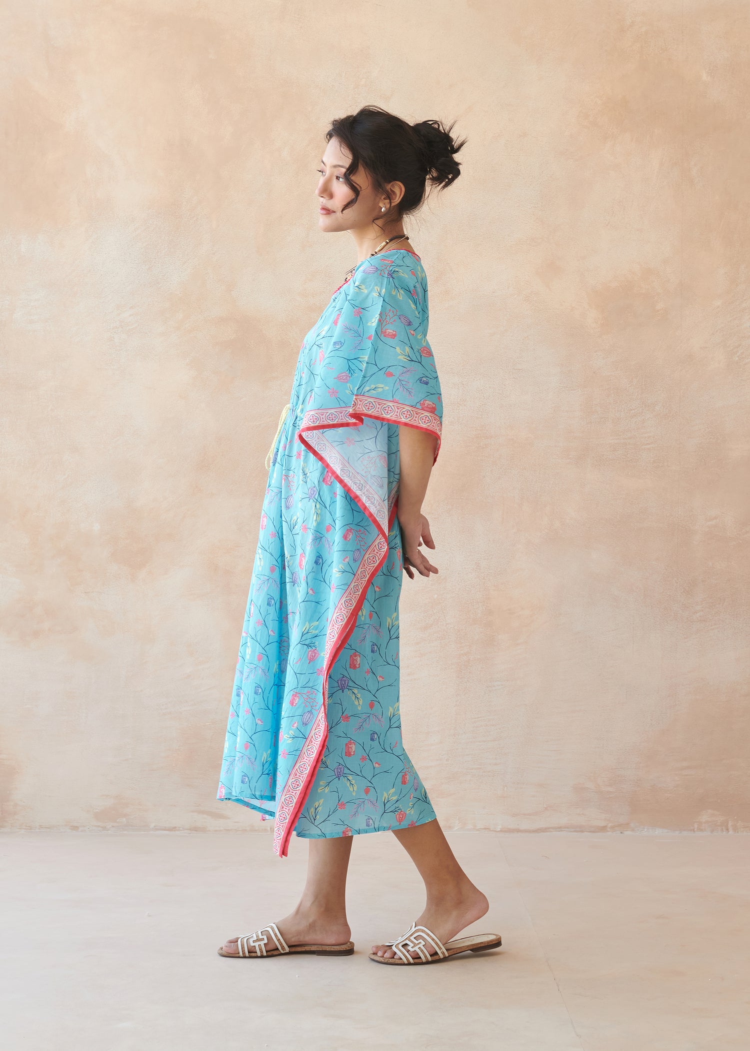 Lantern Dreams Cotton Kaftan – Blue