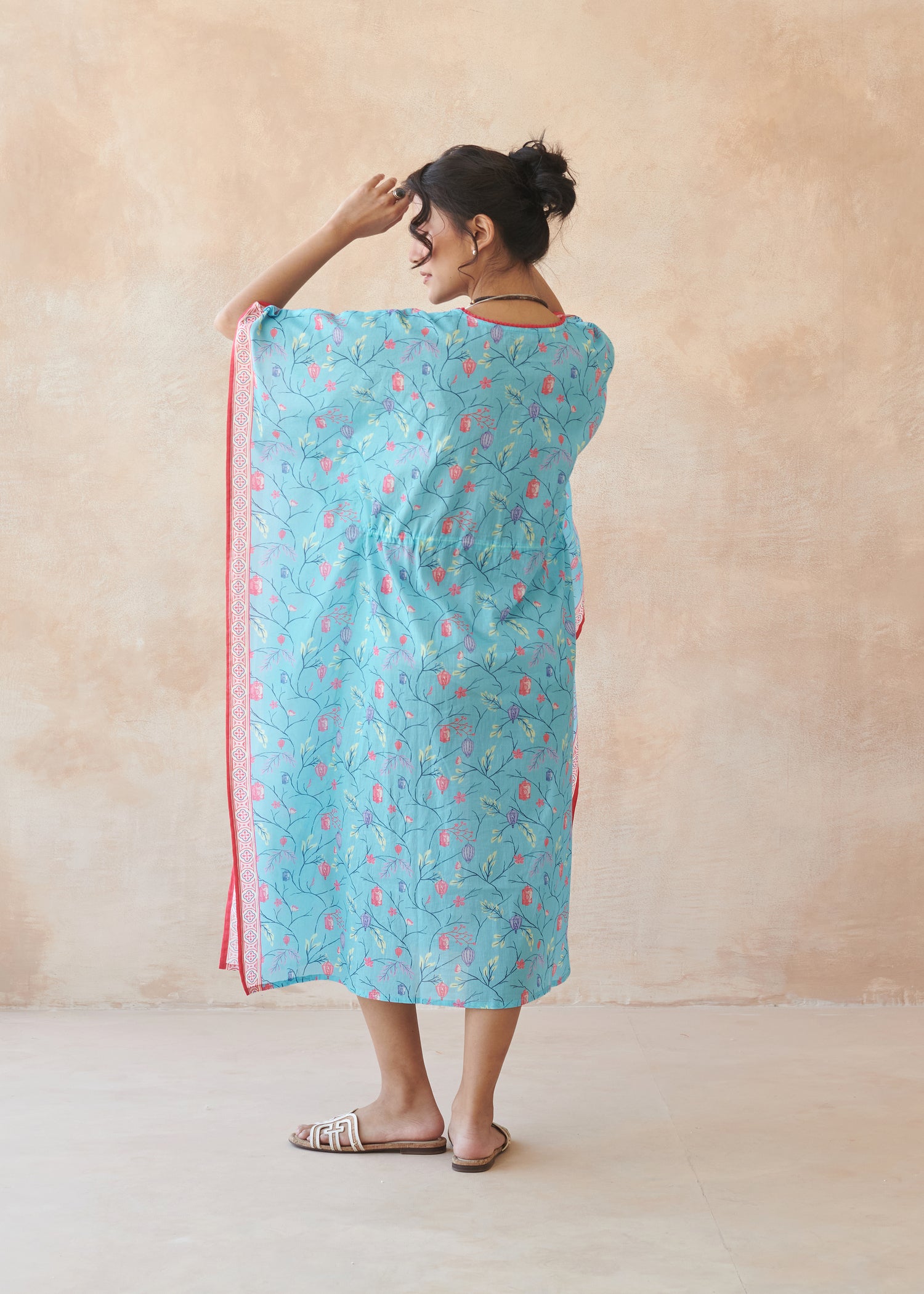 Lantern Dreams Cotton Kaftan – Blue