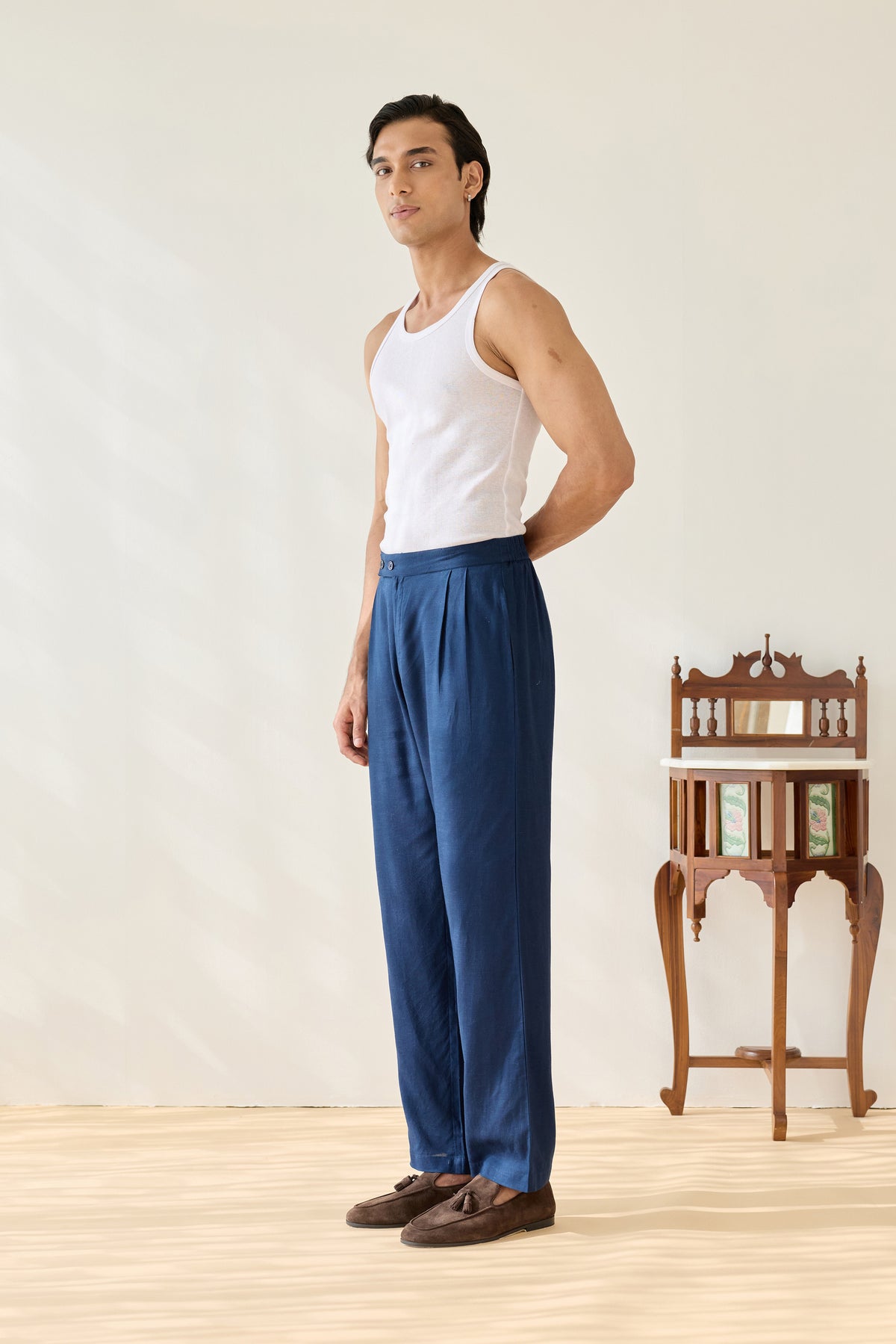 Viscose Straight Pant – Navy Blue