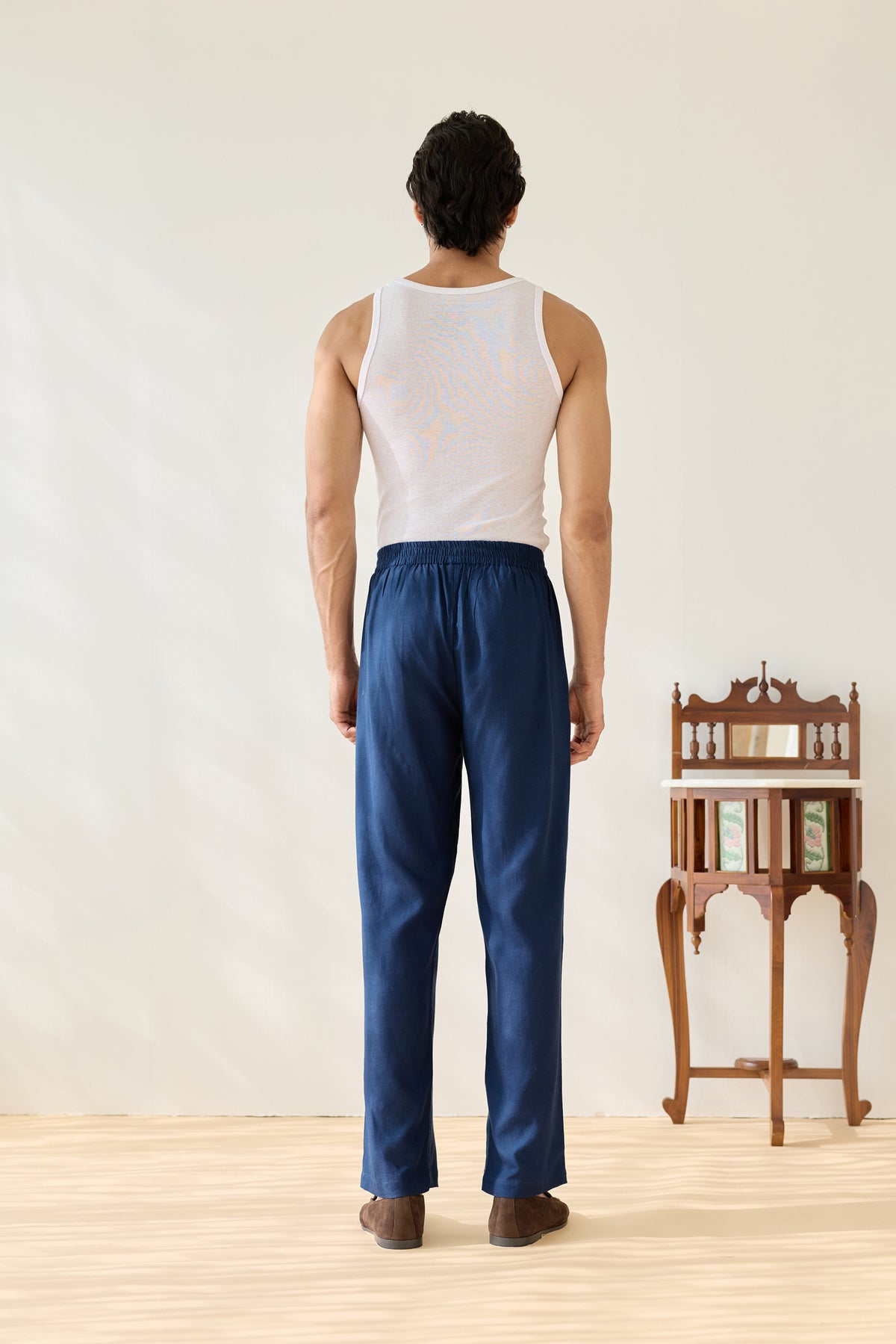 Viscose Straight Pant – Navy Blue