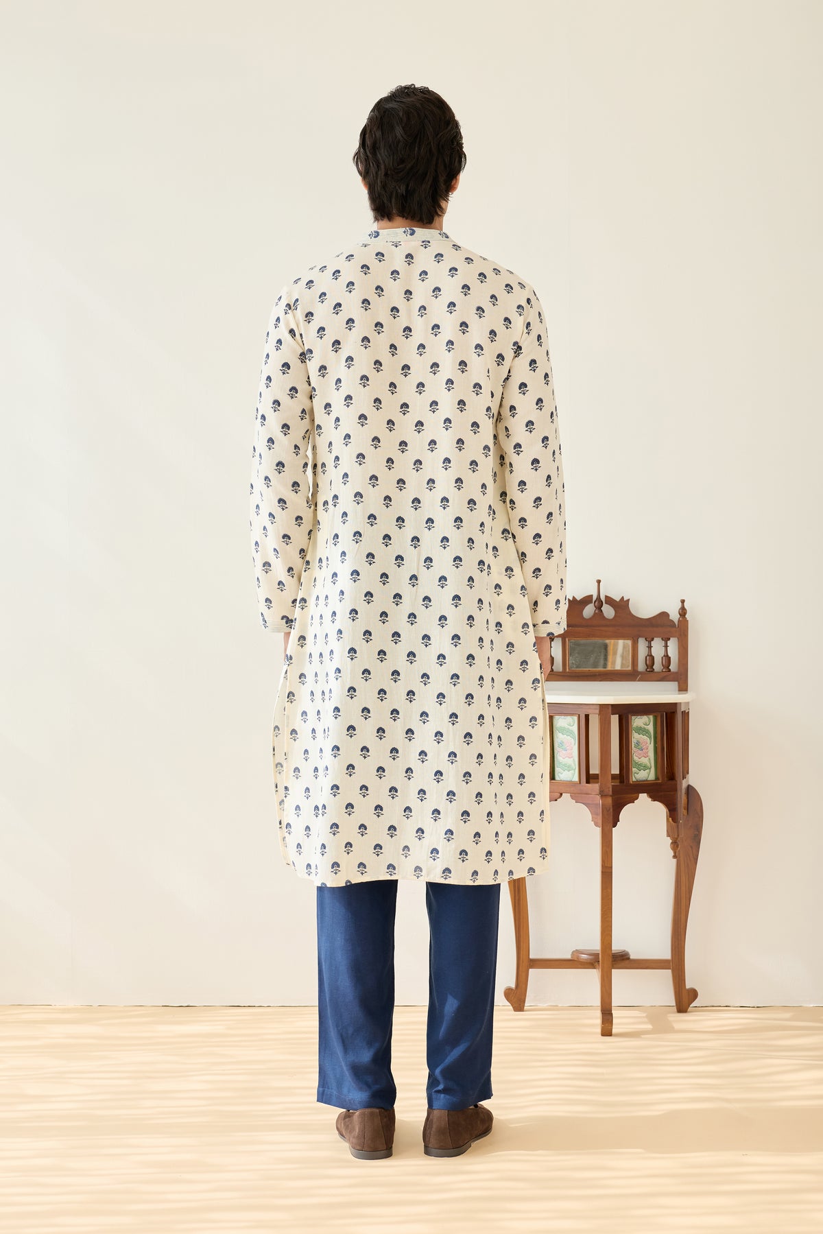 Cream Viscose Aster Buti Kurta