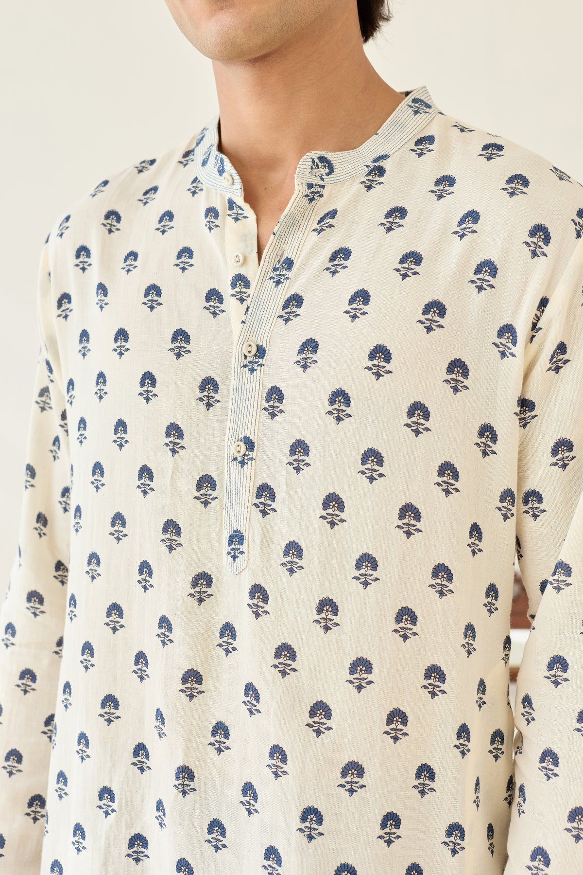 Cream Viscose Aster Buti Kurta