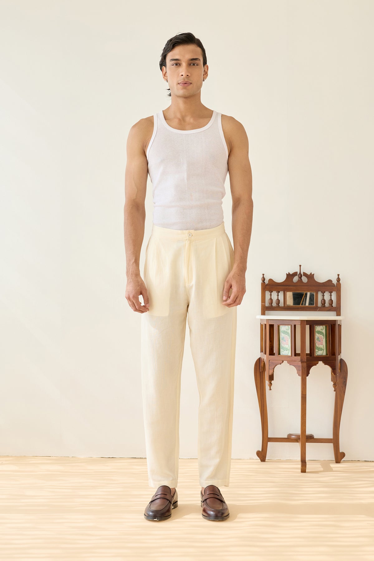 Viscose Straight Pant- Crème